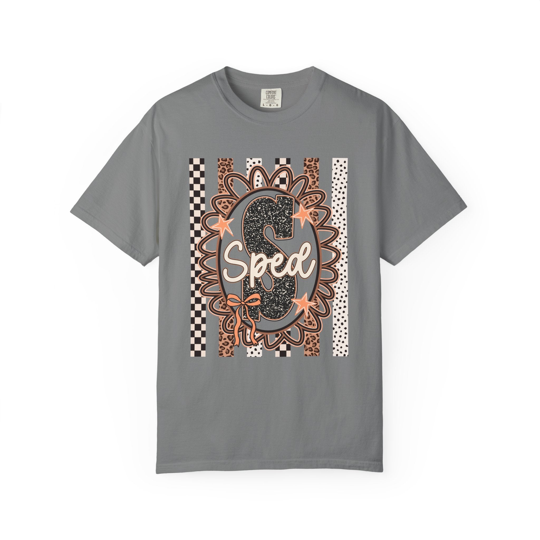 Speed S Graphic Tee — Vintage Leopard Floral Checkerboard Design