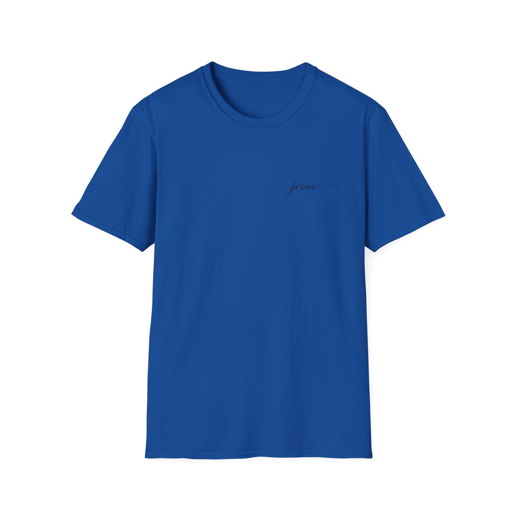 Jesus Minimal Script T-Shirt — Small Chest Faith Tee