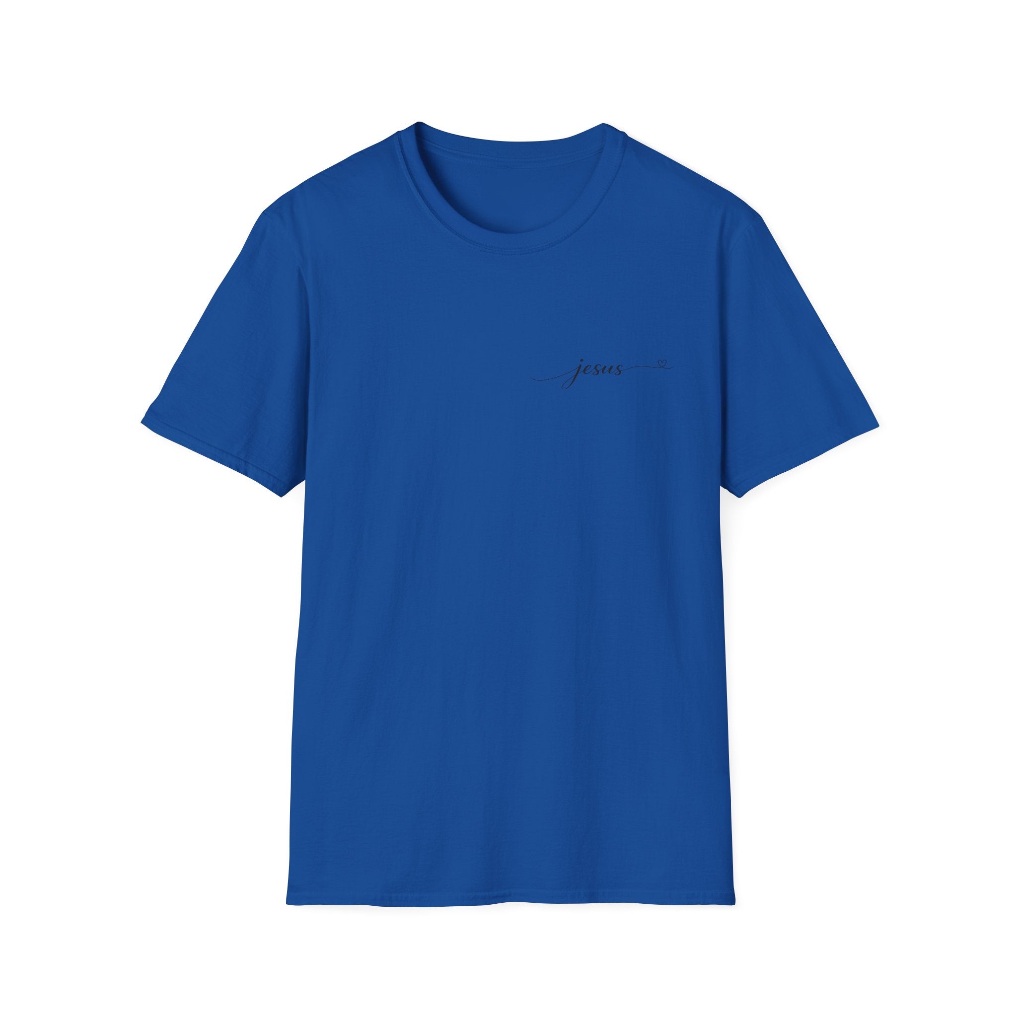 Jesus Minimal Script T-Shirt — Small Chest Faith Tee