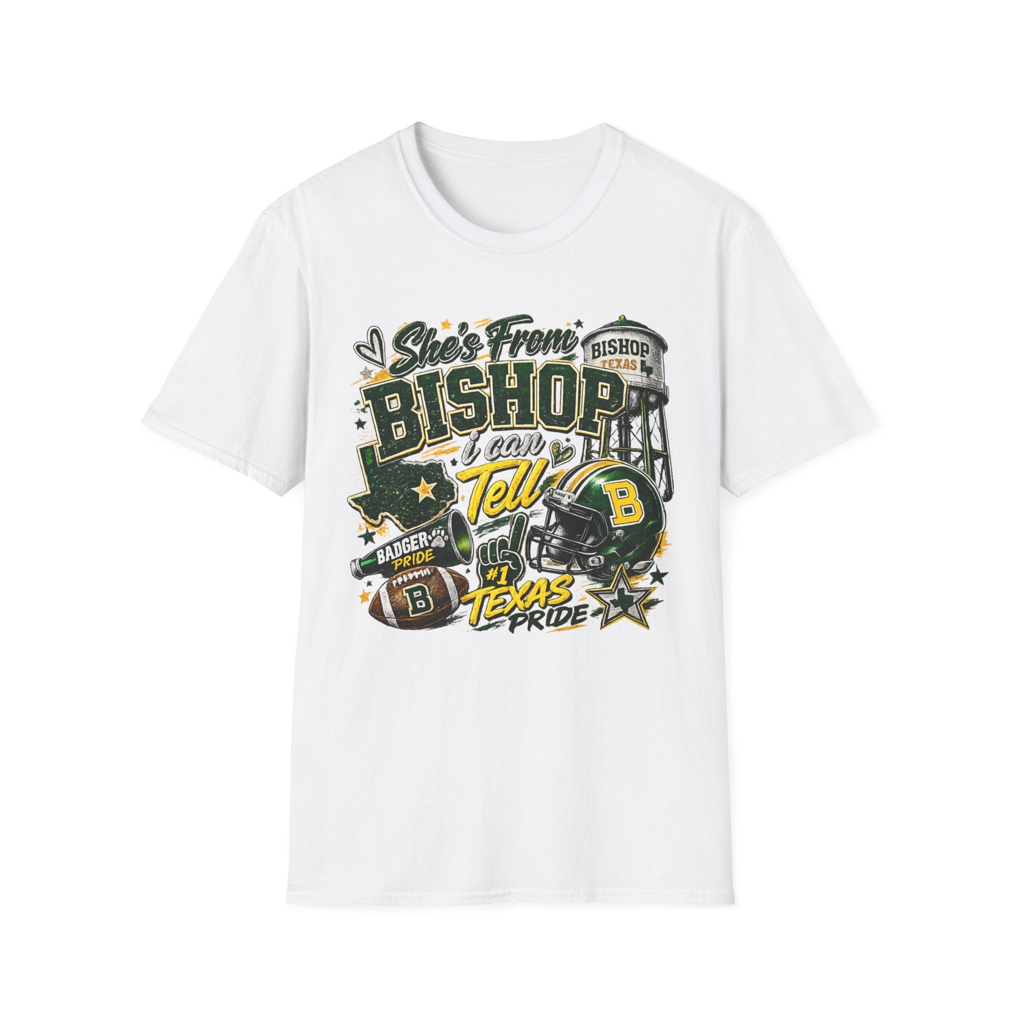 Bishop, Texas Pride T-Shirt — “She's From Bishop I Can Tell” Local Football Spirit Tee