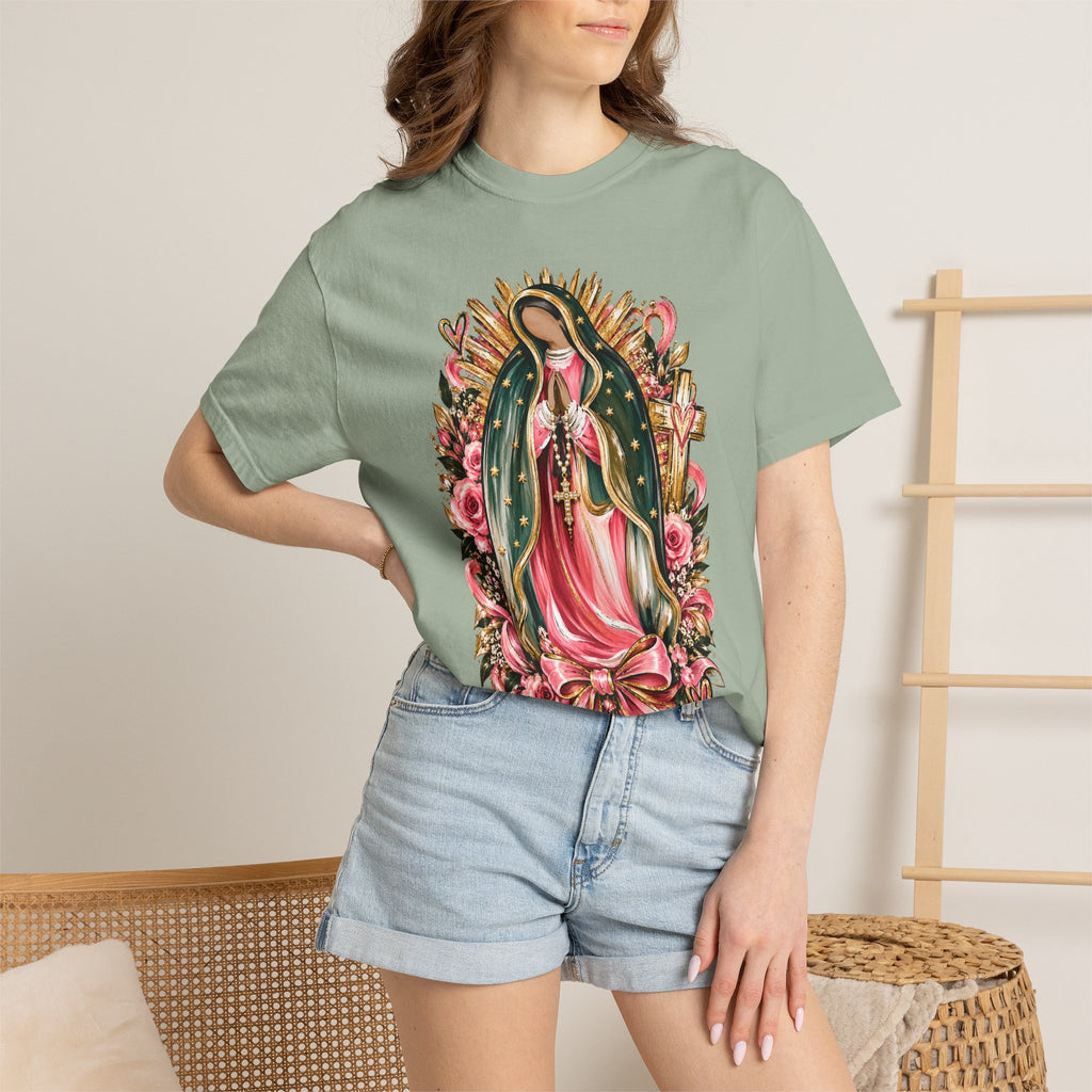 Our Lady of Guadalupe Floral T-Shirt — Virgen de Guadalupe Prayer Tee