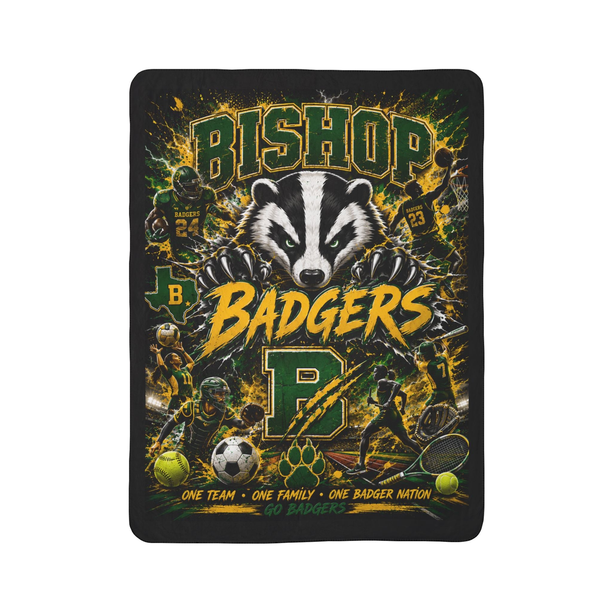 Badgers Sherpa Blanket – Bishop Team Spirit Fleece