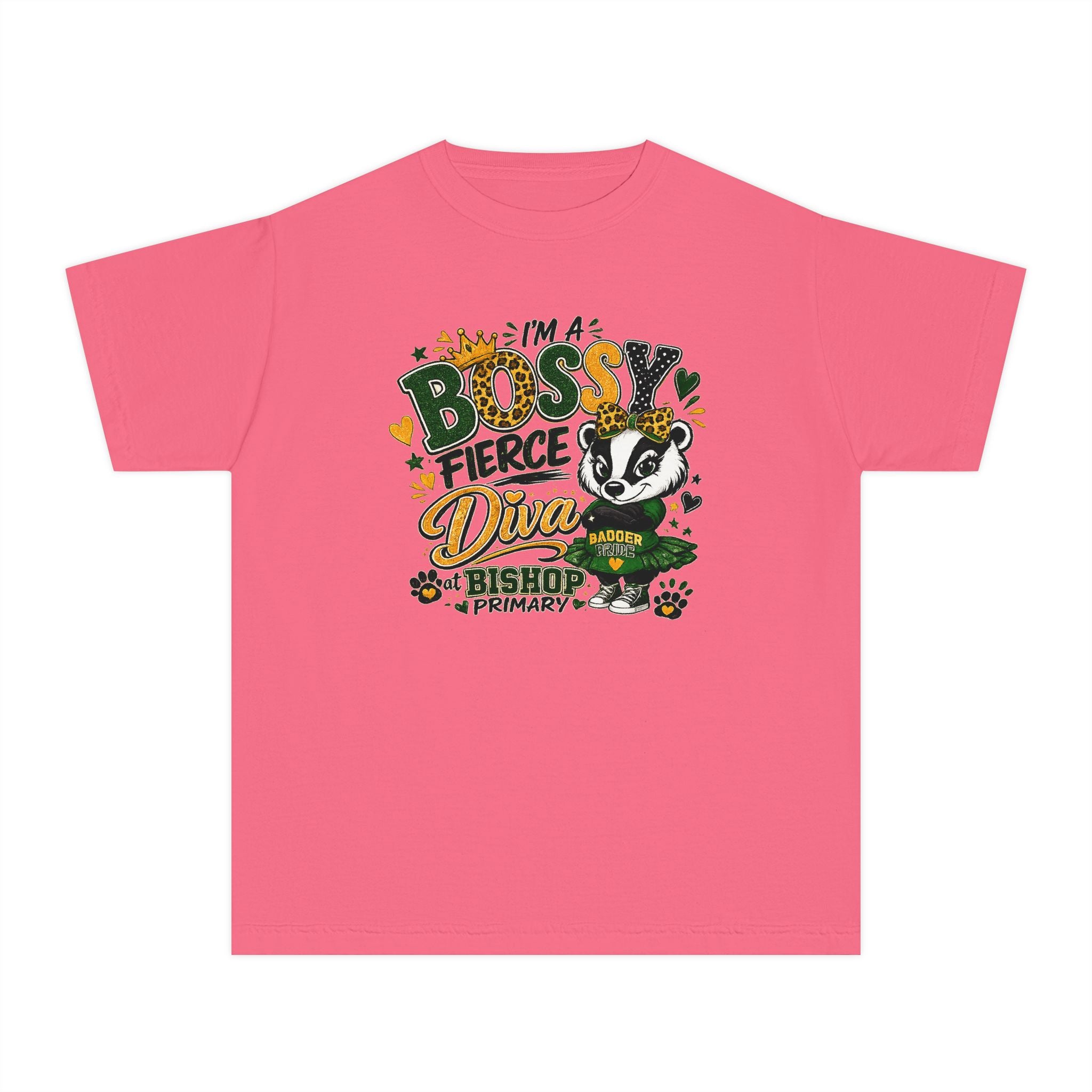 Youth Tee — "I’m A Bossy Fierce Diva" School Mascot Graphic