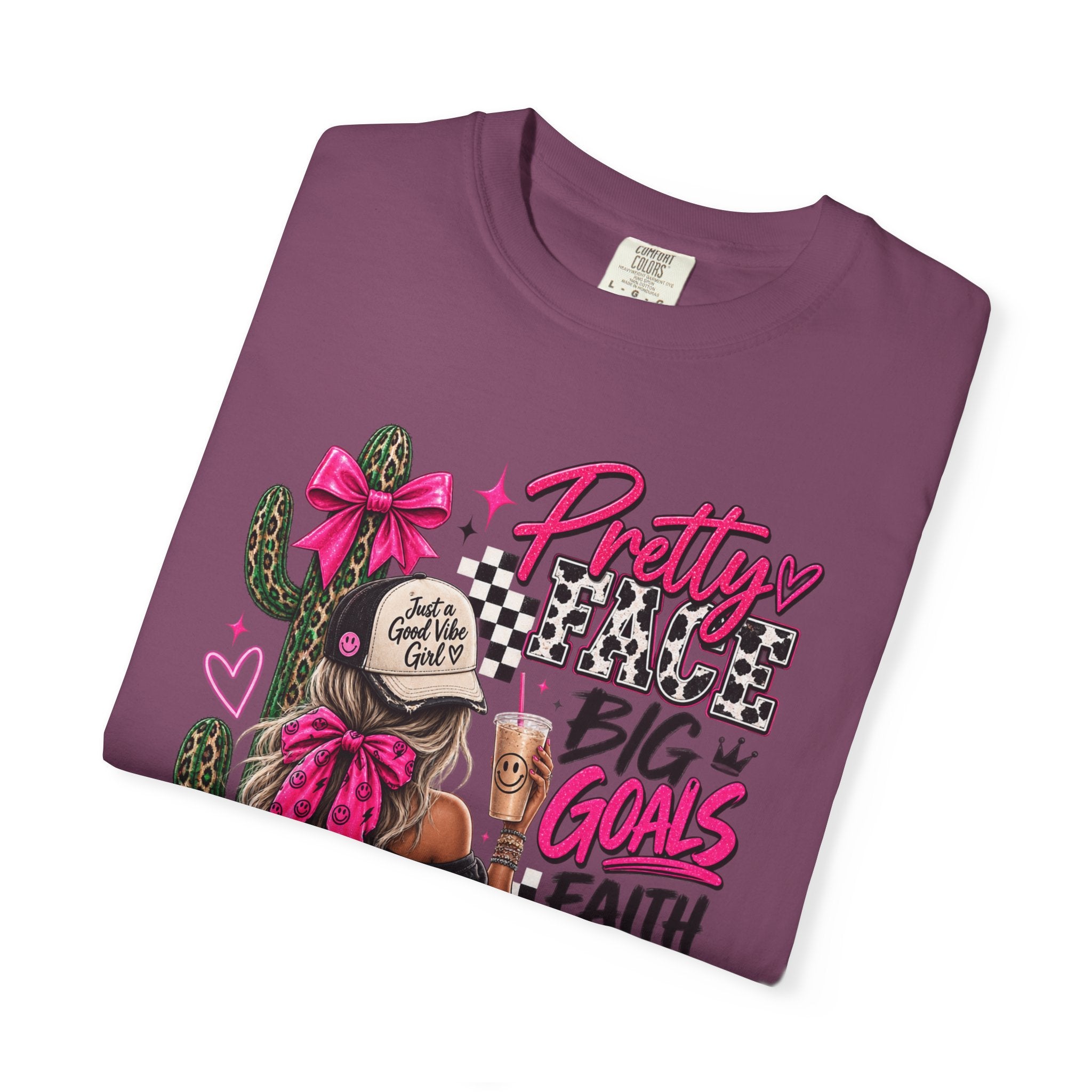 Pretty Girl Vibes Graphic T-Shirt — "Pretty, Big Goals, Faith Over Fear" Punk Streetwear