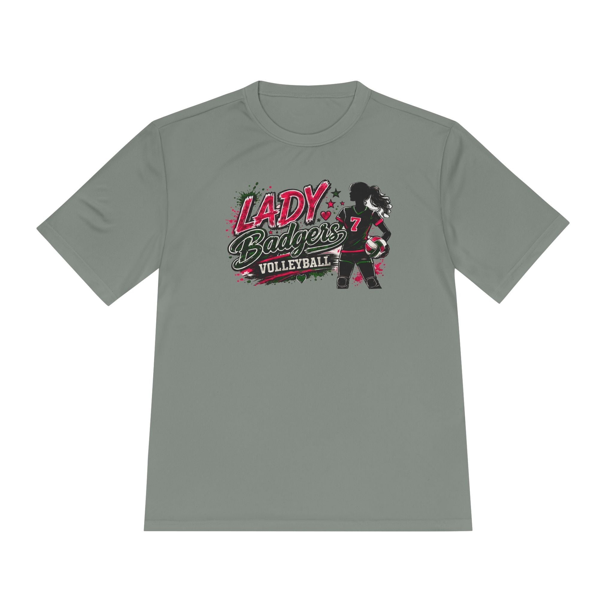 Lady Badgers Volleyball Tee — Girls Volleyball Moisture-Wicking Shirt