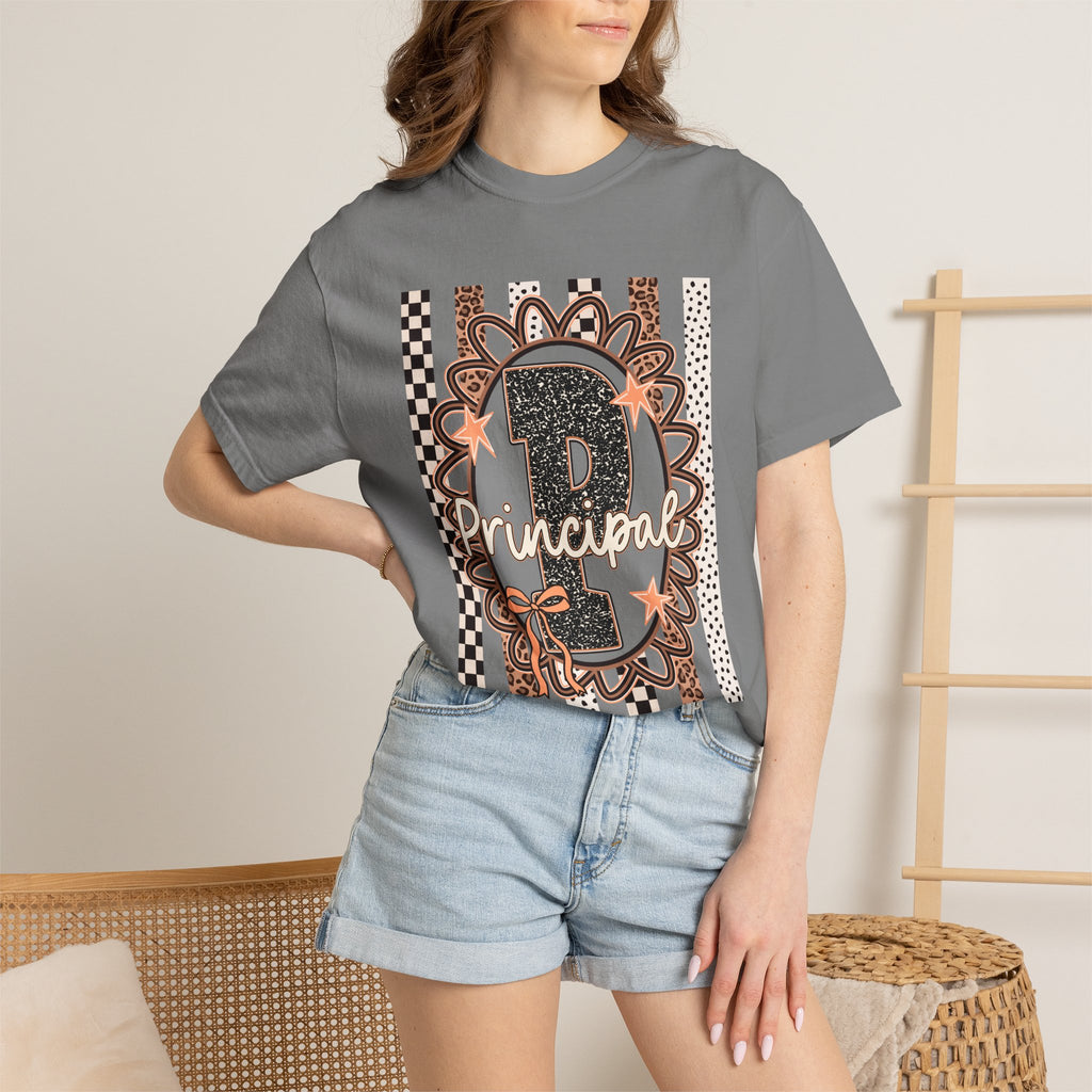 Principal Number 1 T-Shirt — Leopard & Floral School Staff Tee