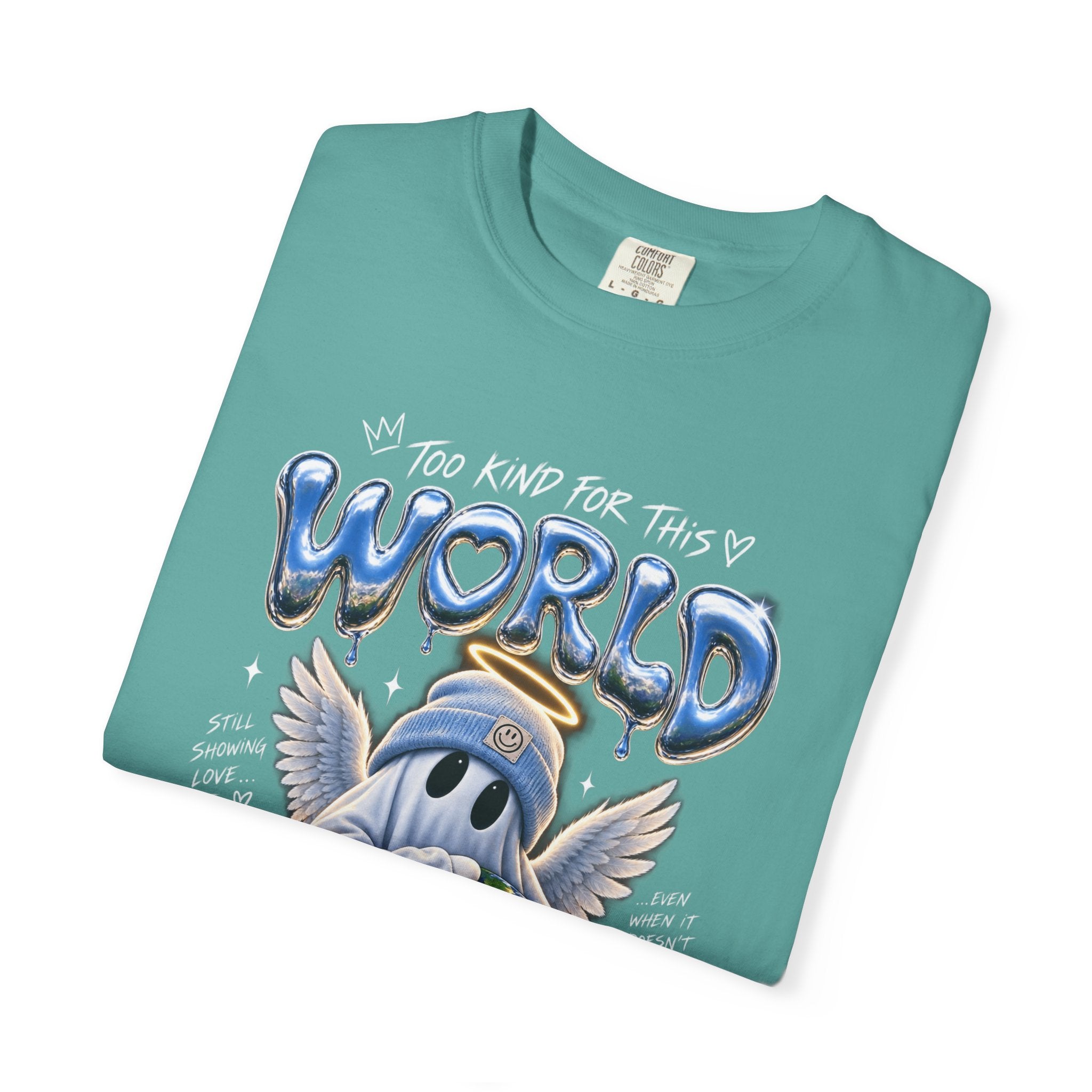 World Guardian Graphic Tee — Angel Skull Holding Earth Casual T-Shirt