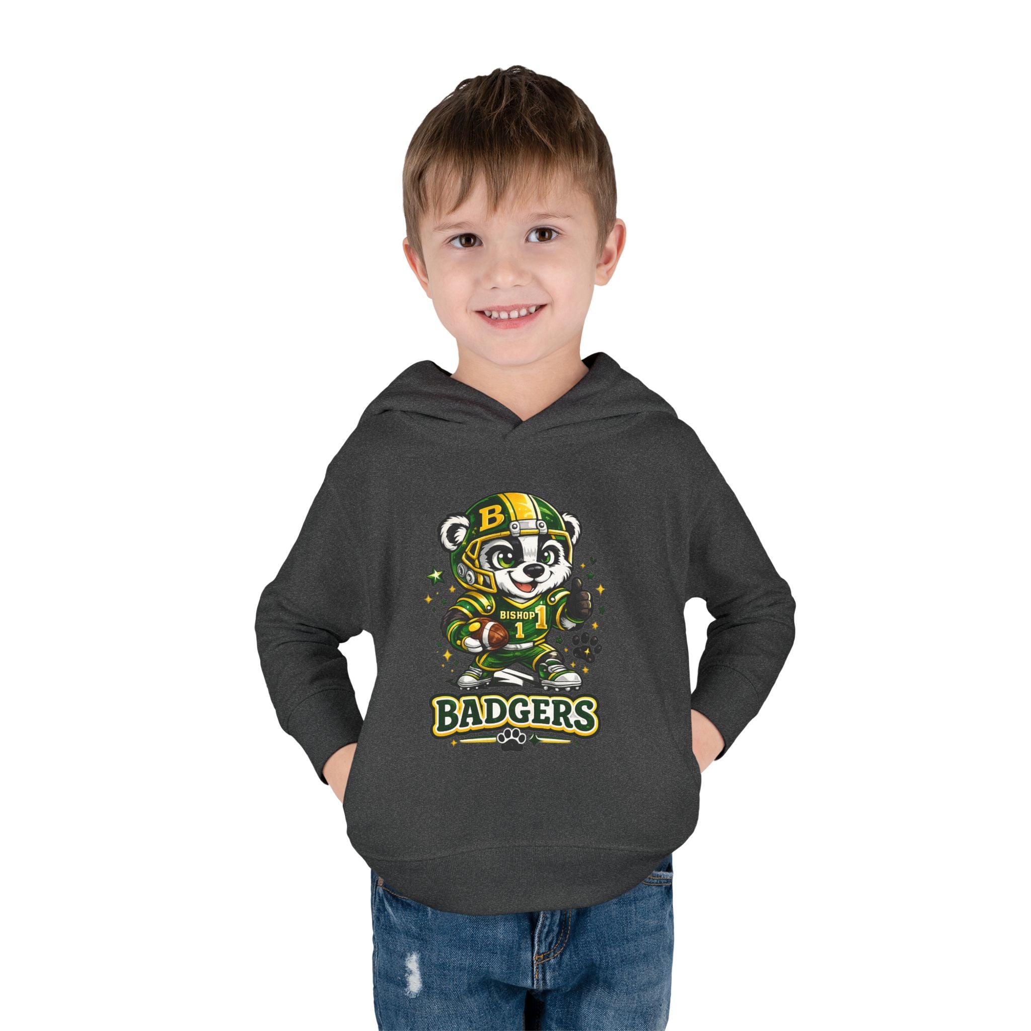 Toddler Hoodie — Cute Badger Mascot Football Pullover
