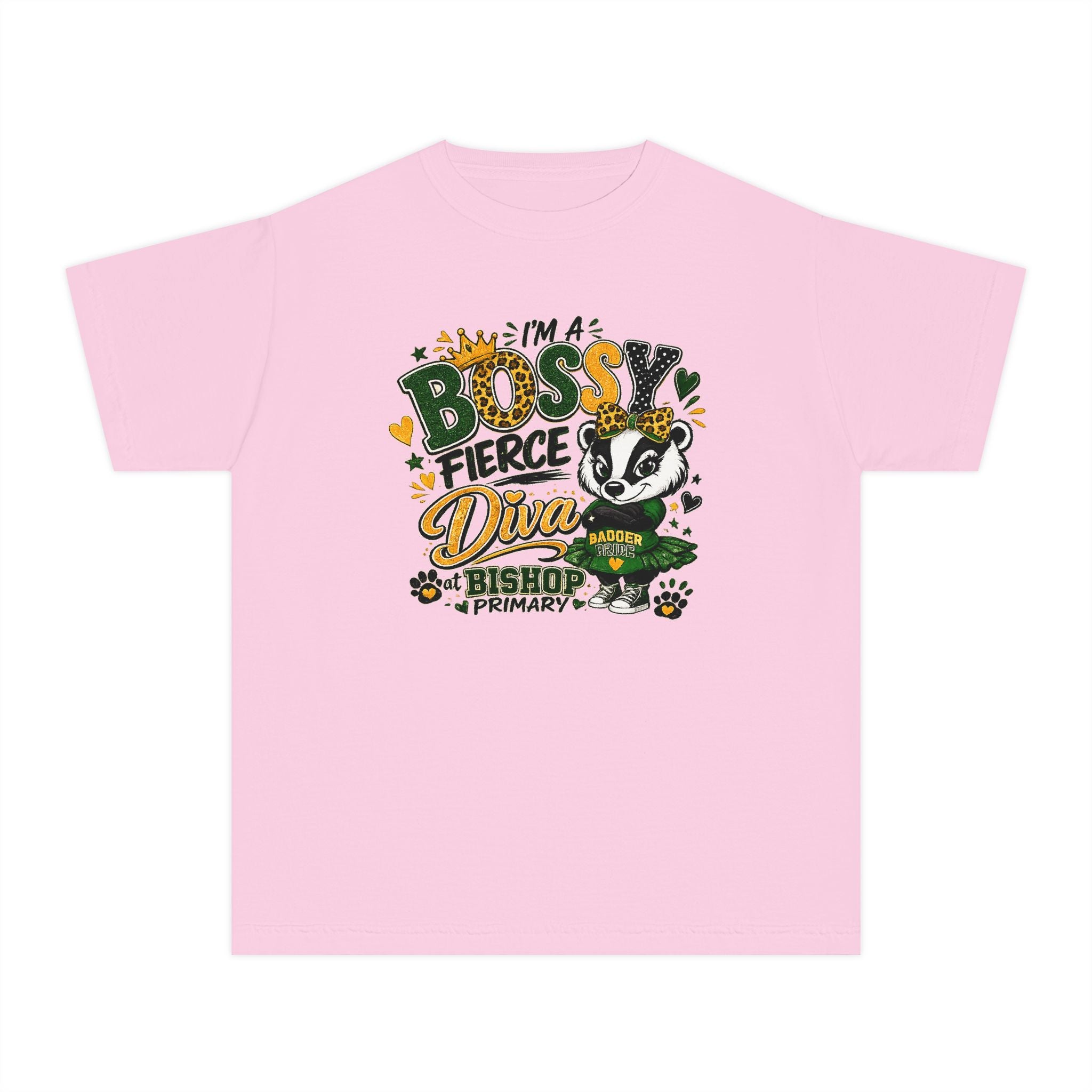 Youth Tee — "I’m A Bossy Fierce Diva" School Mascot Graphic