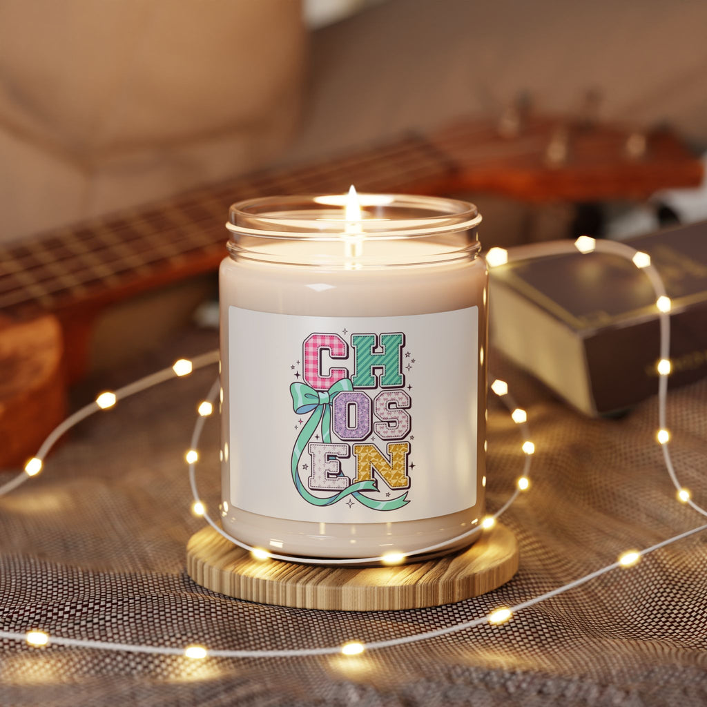 Chosen Soy Candle | Christian Faith Rainbow Mixed-Font Scripture Style