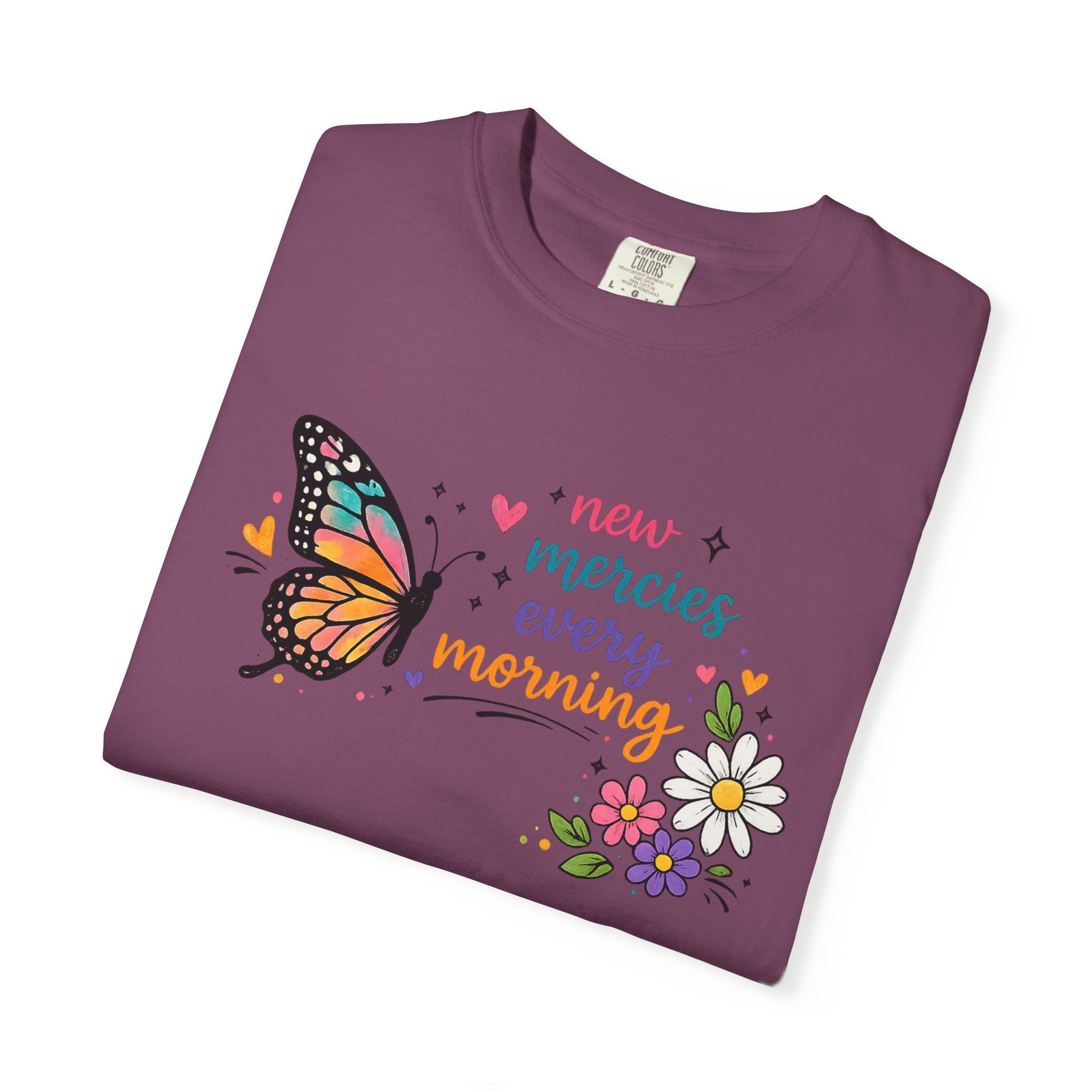 New Mercies Every Morning T-Shirt — Butterfly Floral Inspirational Tee