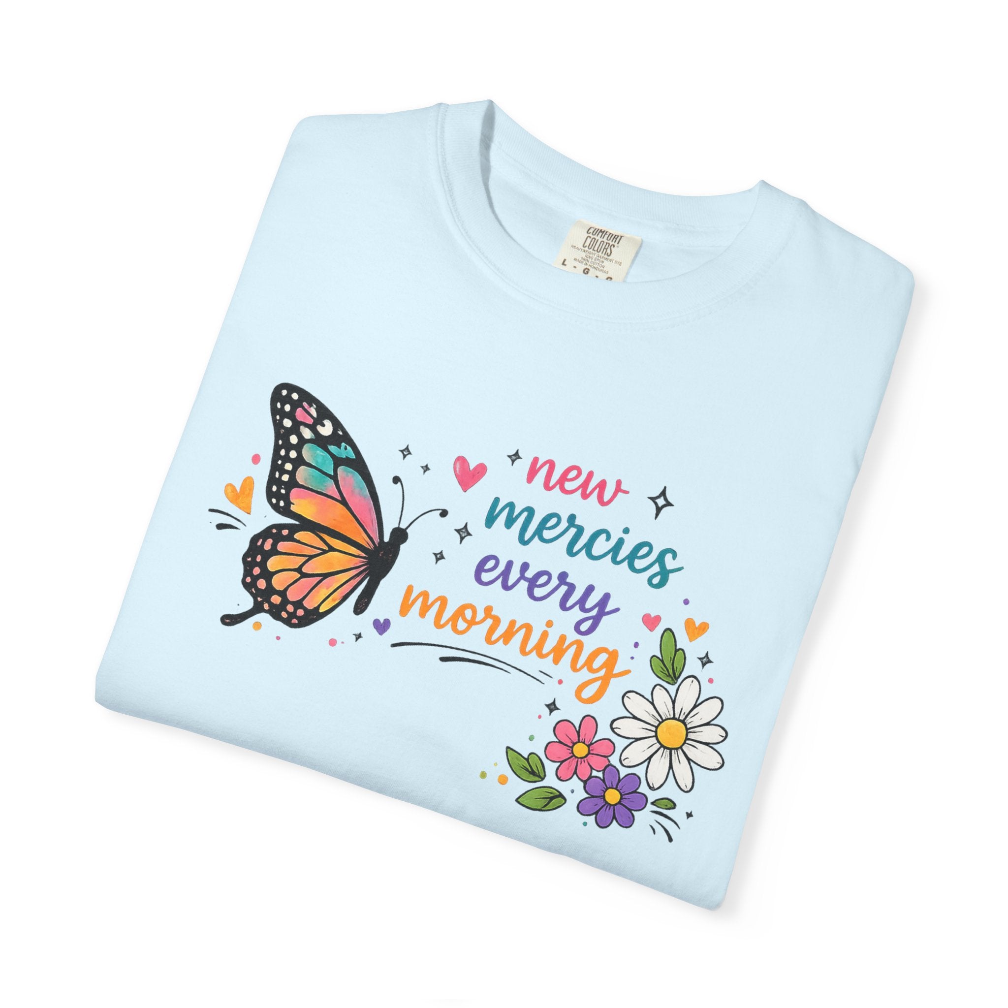 New Mercies Every Morning T-Shirt — Butterfly Floral Inspirational Tee