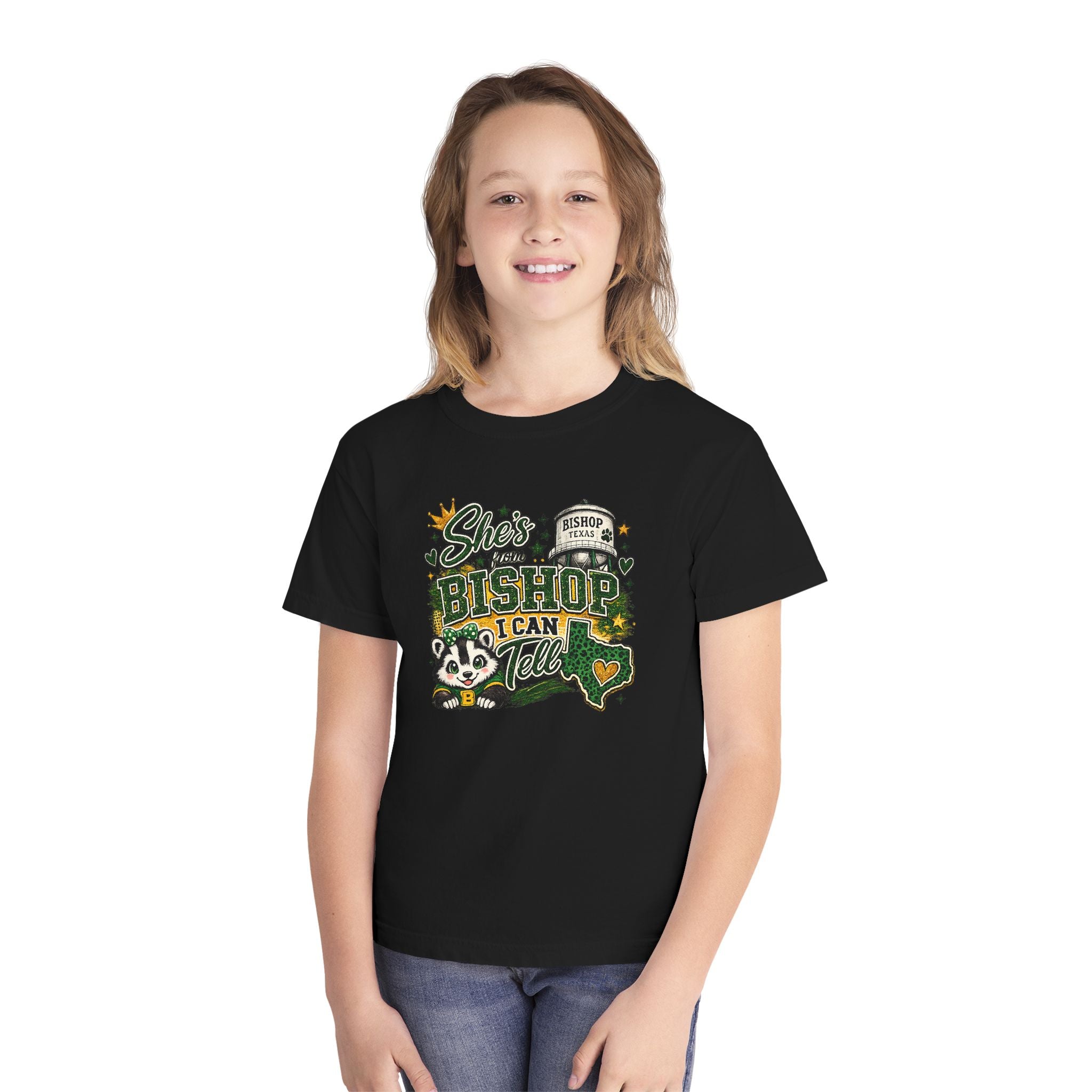 Youth Tee – 'She's From Bishop I Can Tell' Cute California Panda Graphic Shirt