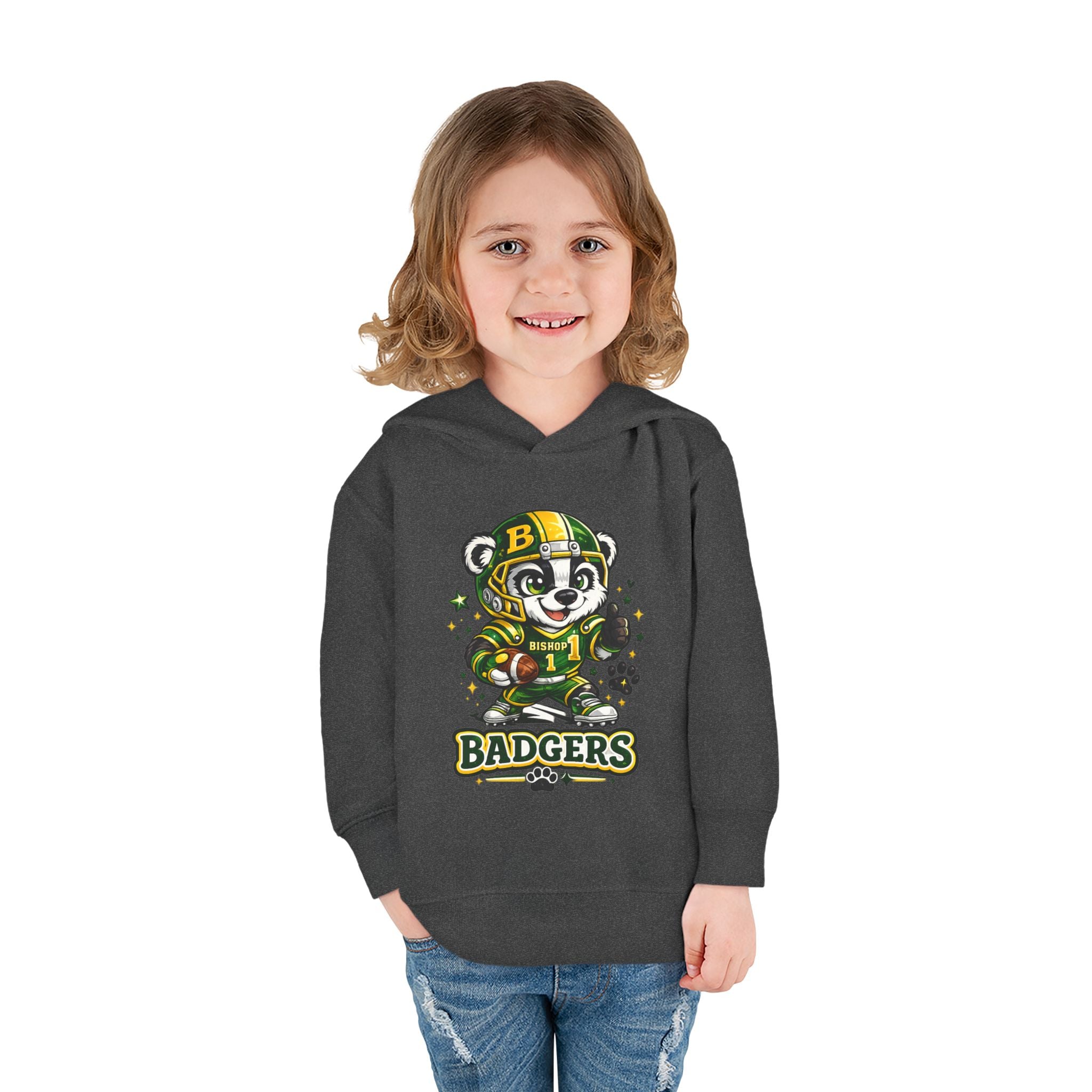 Toddler Hoodie — Cute Badger Mascot Football Pullover