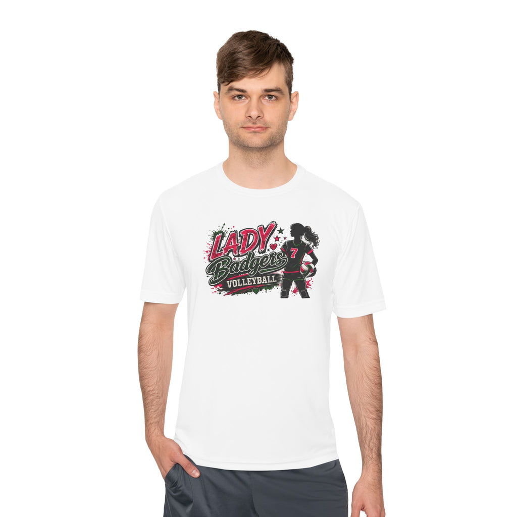 Lady Badgers Volleyball Tee — Girls Volleyball Moisture-Wicking Shirt
