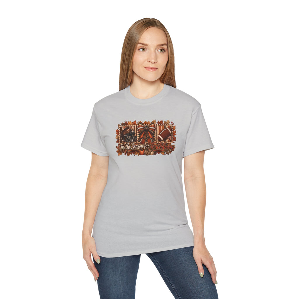 Fall Football & Pumpkins Tee — "Tis the Season" Autumn Graphic Shirt
