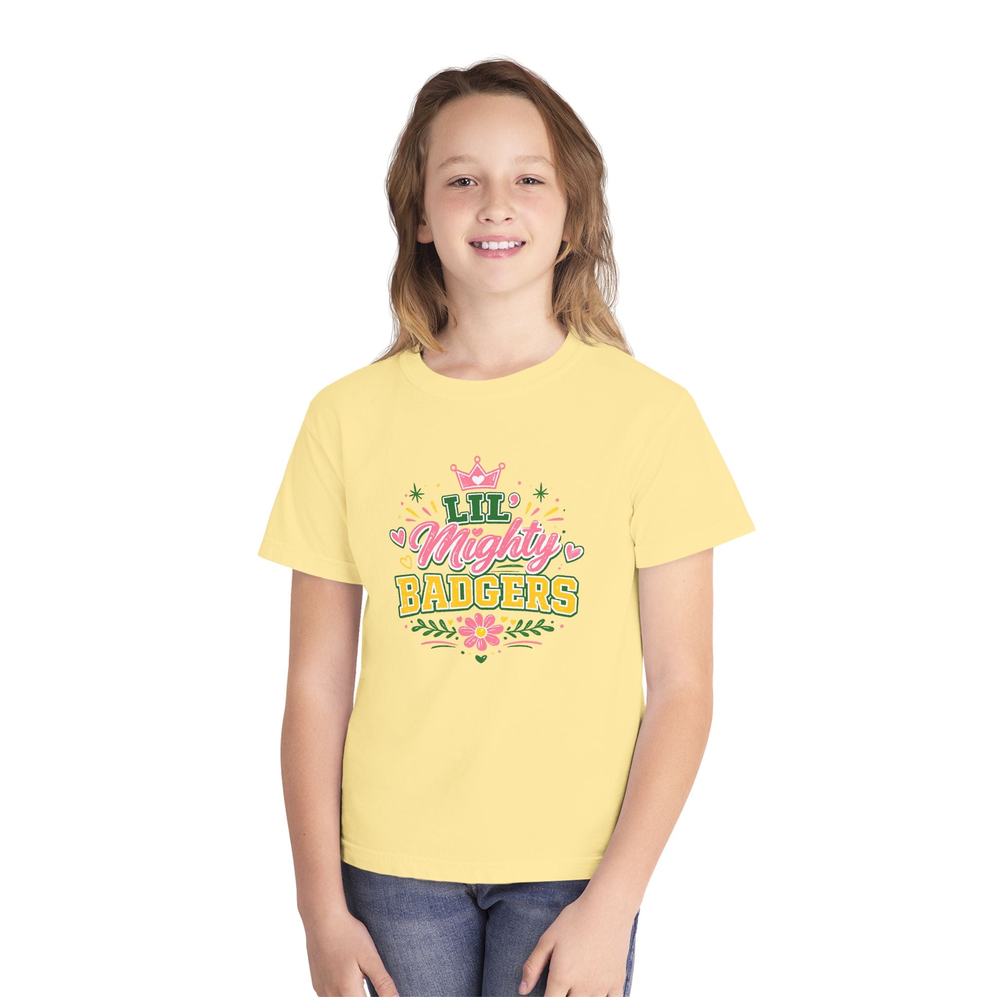 Youth Tee — "Lil Mighty Badgers" Cute Team Shirt (Girls)