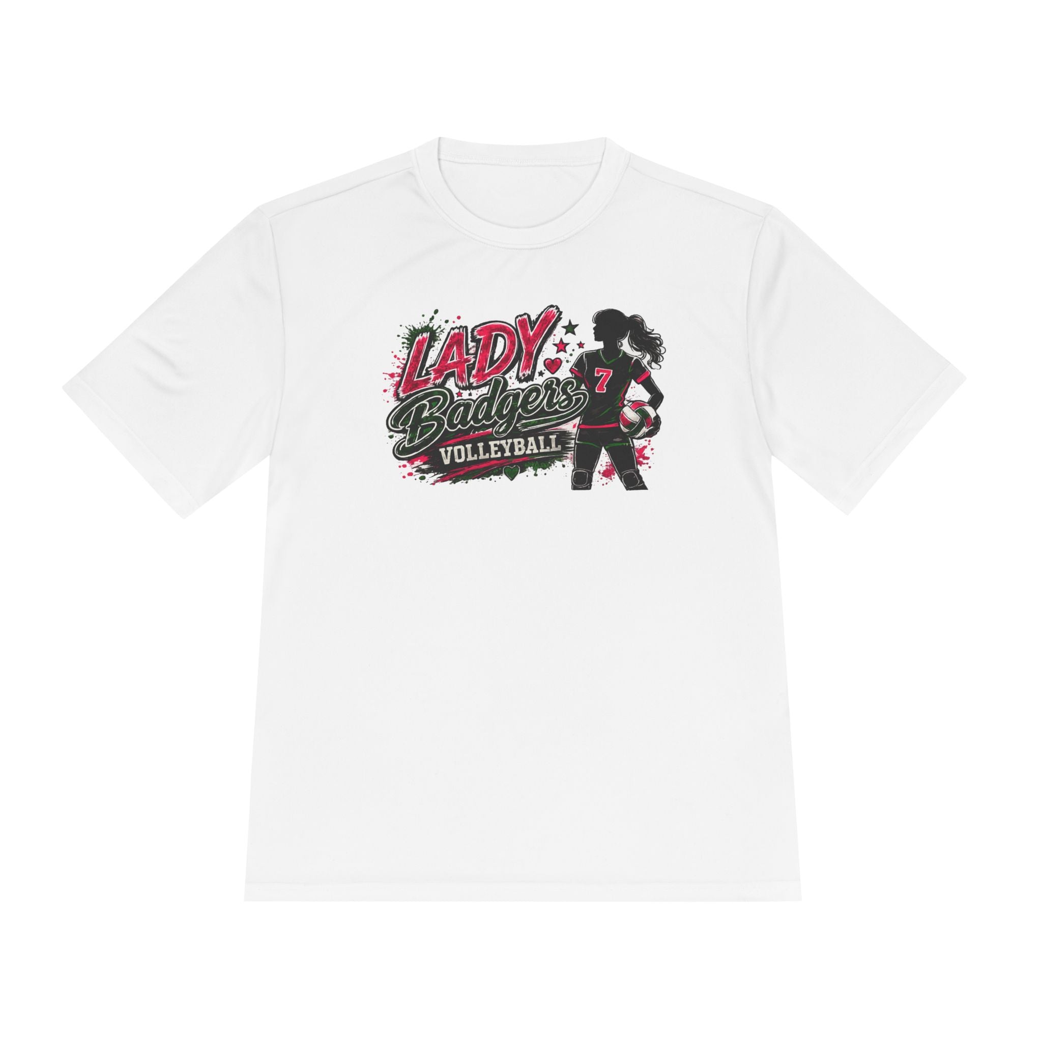 Lady Badgers Volleyball Tee — Girls Volleyball Moisture-Wicking Shirt