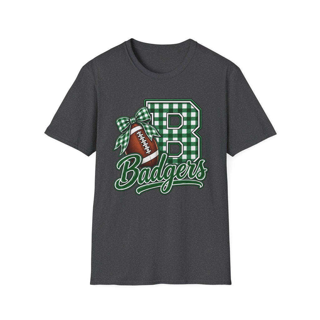 Badgers Football Gingham Initial T-Shirt