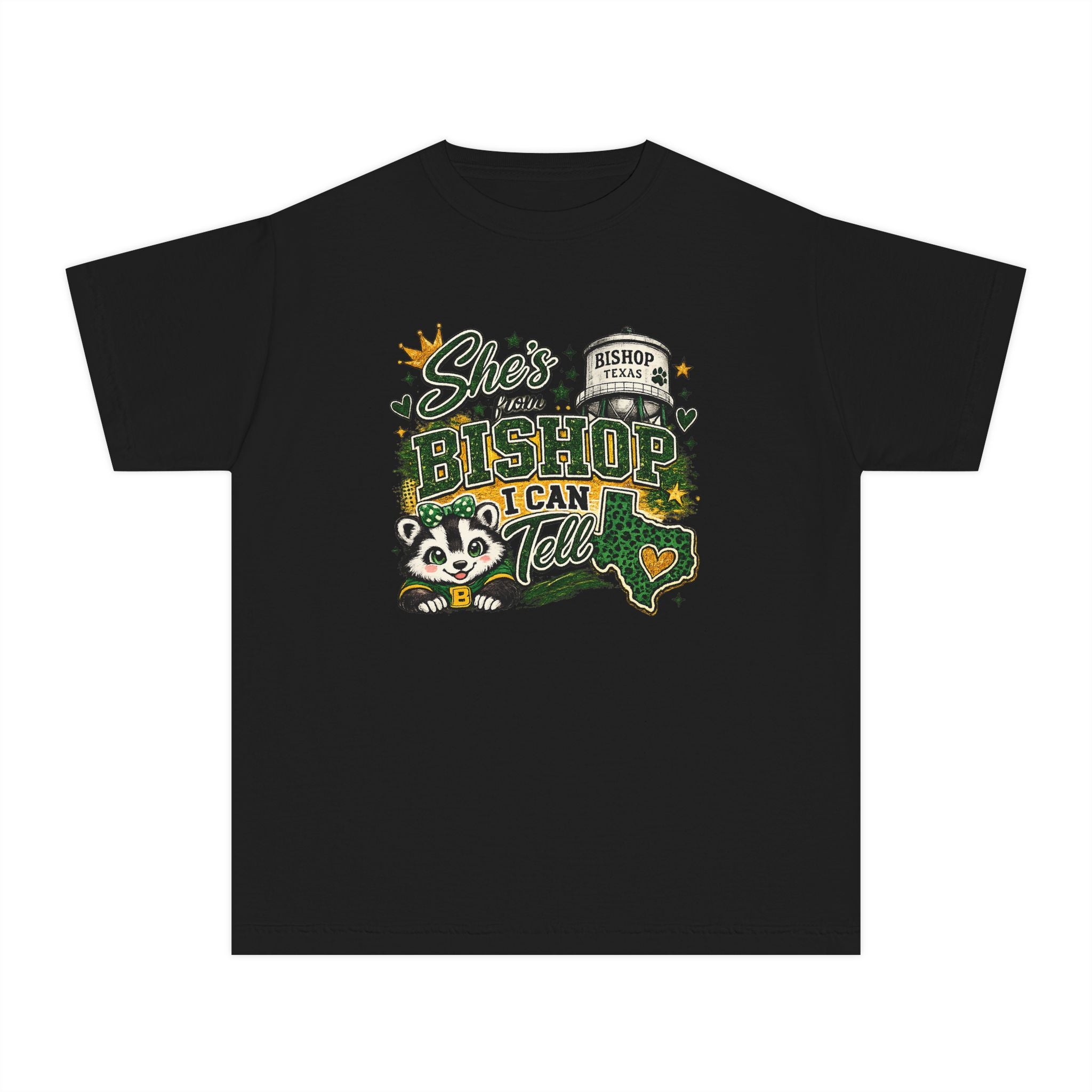 Youth Tee – 'She's From Bishop I Can Tell' Cute California Panda Graphic Shirt