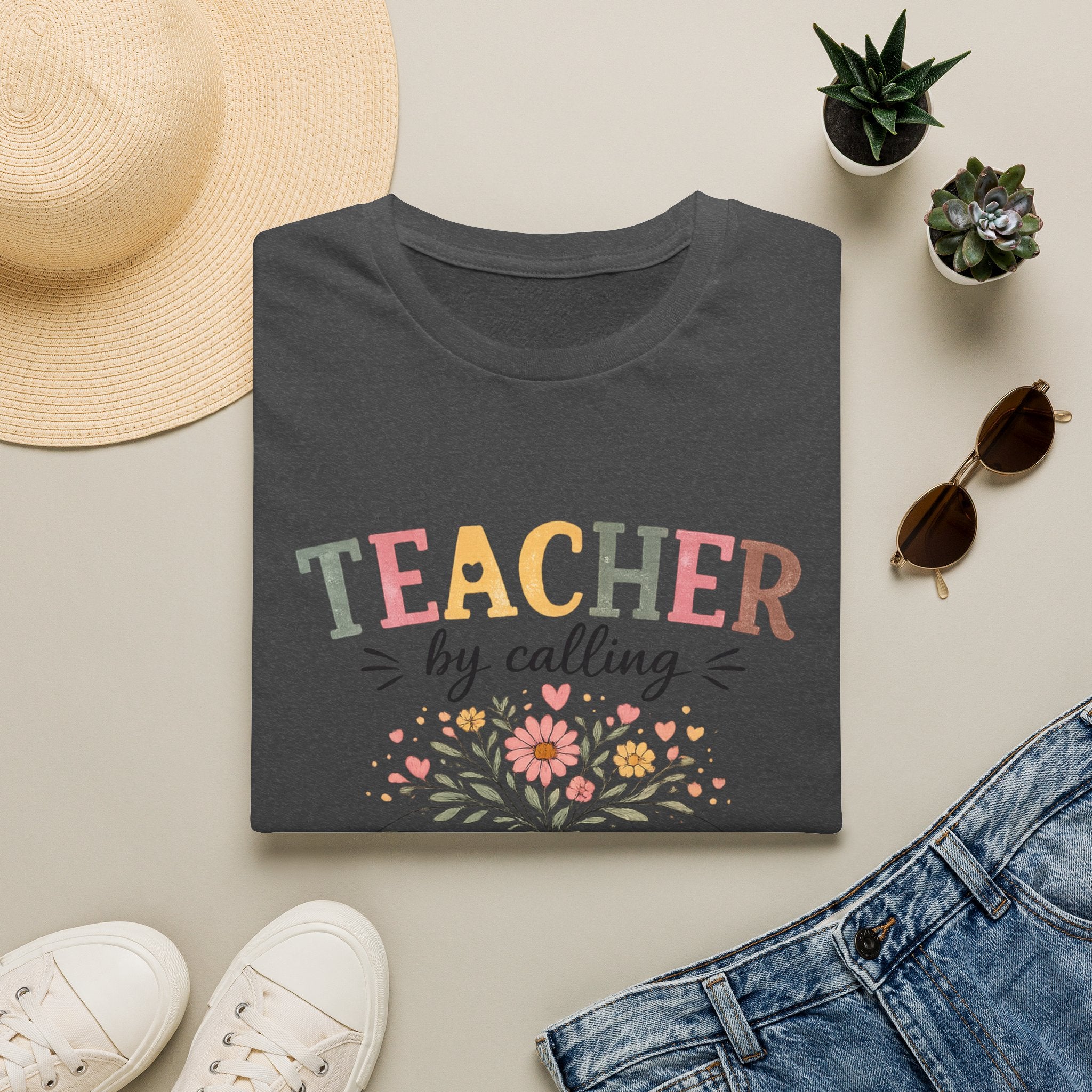 Teacher By Calling Floral T-Shirt — Inspirational Gift for Educators