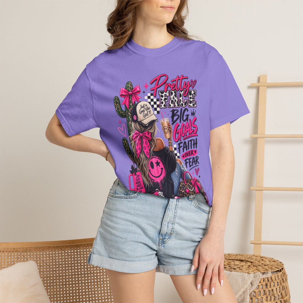 Pretty Girl Vibes Graphic T-Shirt — "Pretty, Big Goals, Faith Over Fear" Punk Streetwear