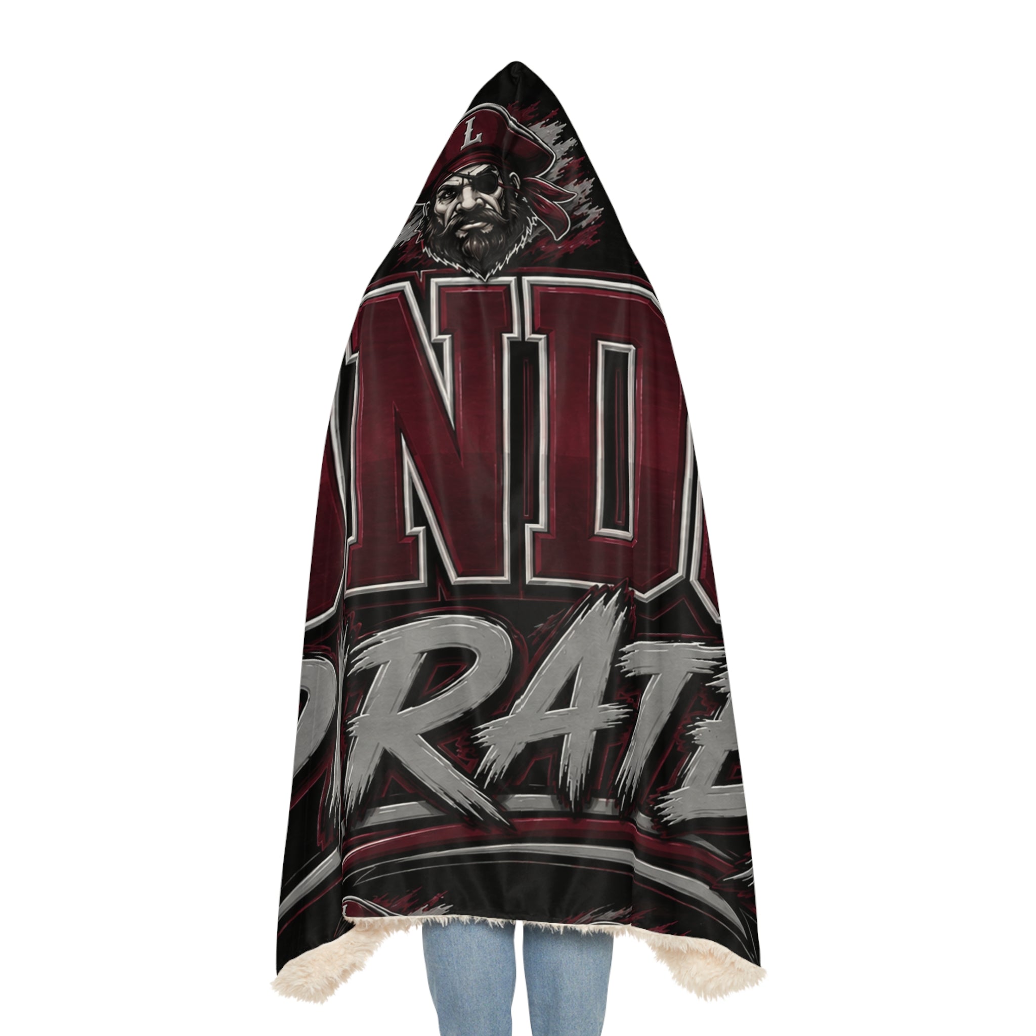 London Pirates Hooded Blanket – Sports Team Snuggle Throw with Soccer & Basketball Design