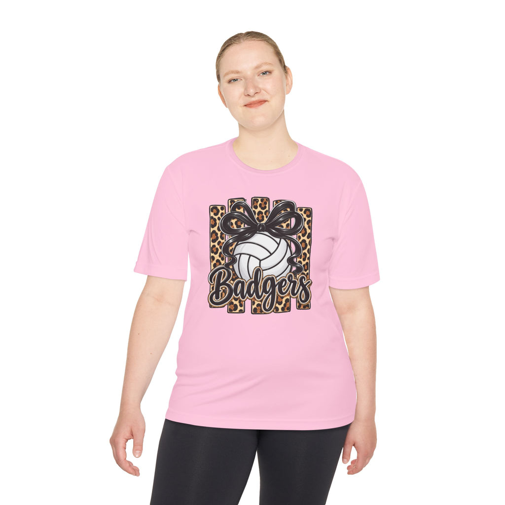 Badgers Leopard Volleyball Tee — Moisture-Wicking Athletic Shirt
