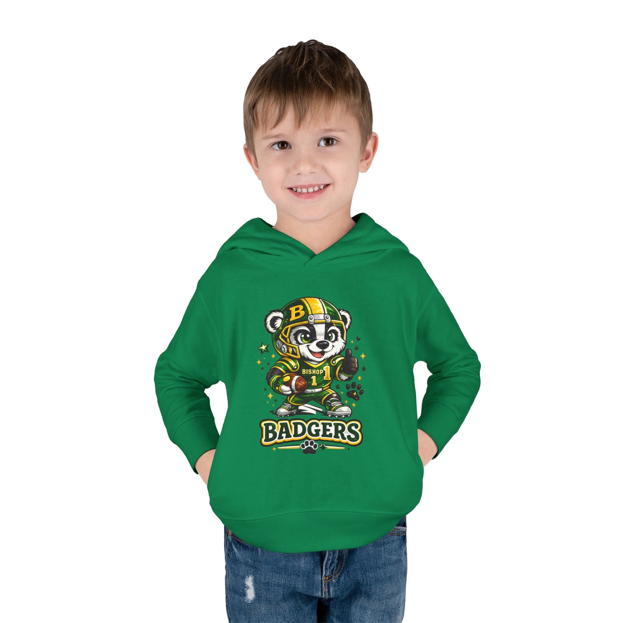 Toddler Hoodie — Cute Badger Mascot Football Pullover