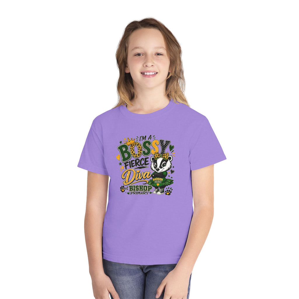 Youth Tee — "I’m A Bossy Fierce Diva" School Mascot Graphic