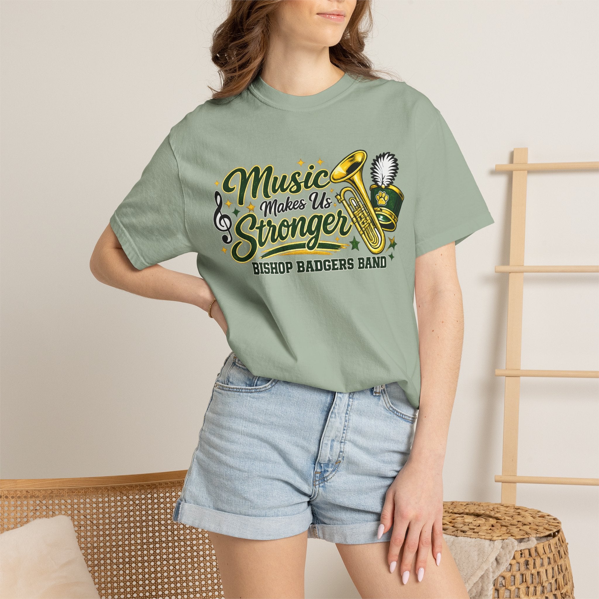 Music Makes Us Stronger T-Shirt — Bishop Badgers Band Graphic Tee