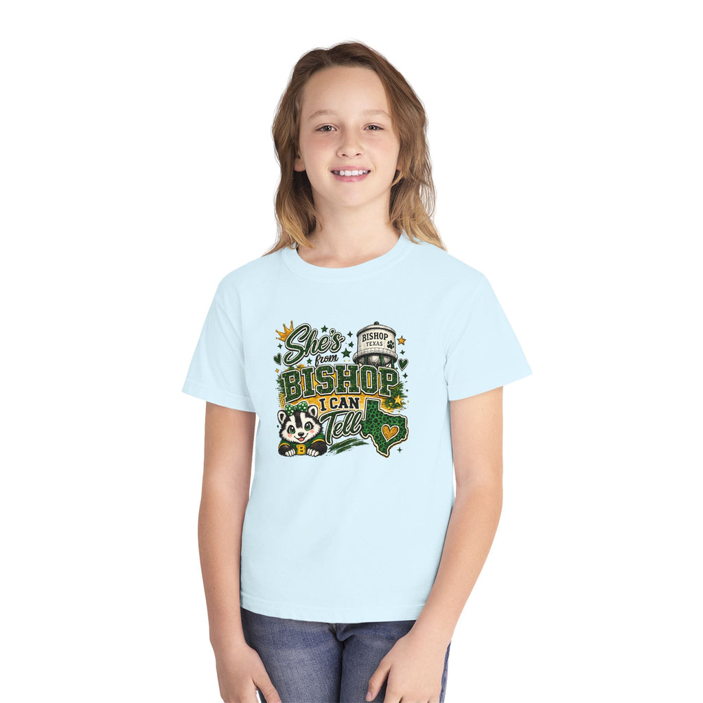 Youth Tee – 'She's From Bishop I Can Tell' Cute California Panda Graphic Shirt