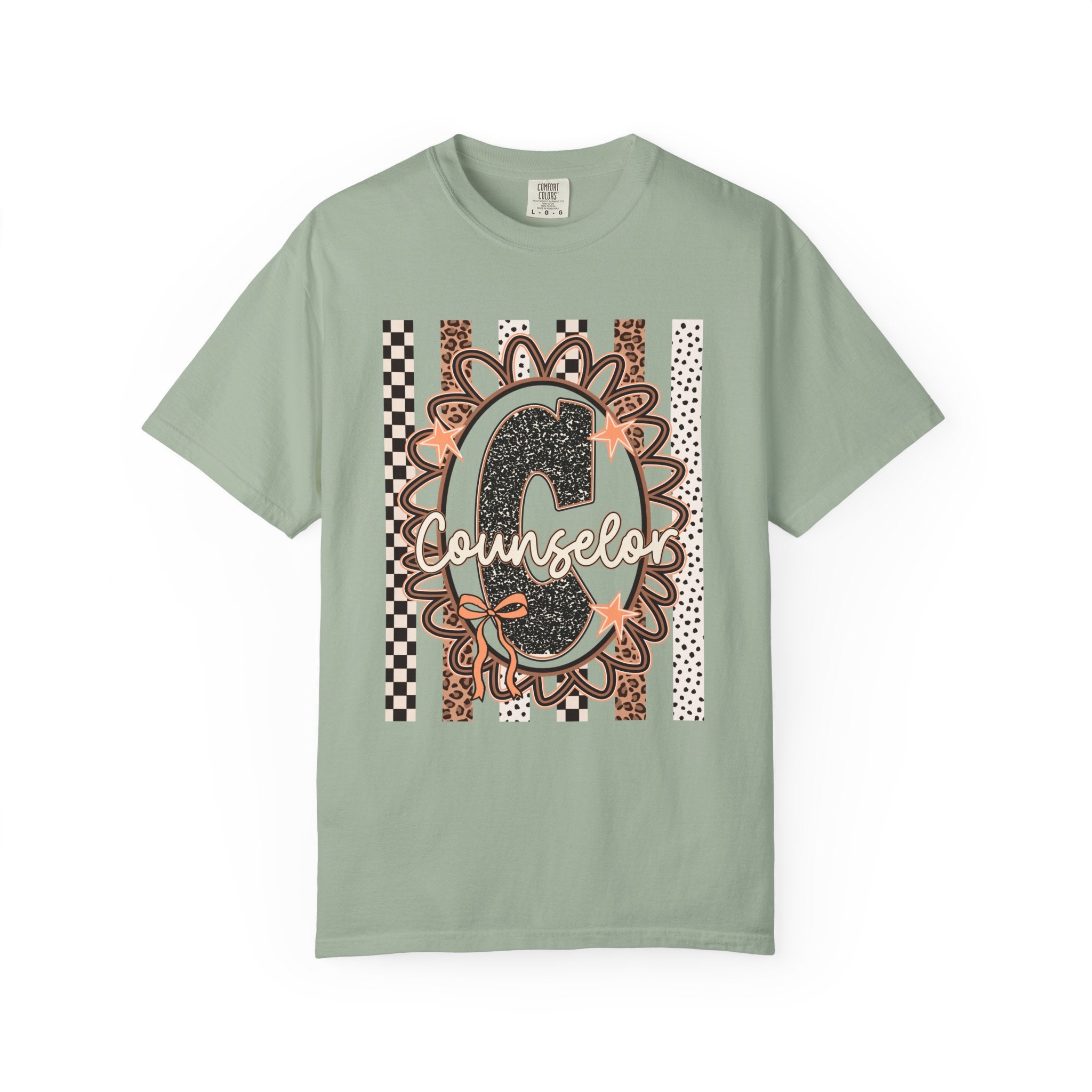 Counselor C Graphic T-Shirt — Leopard Print & Boho Trim