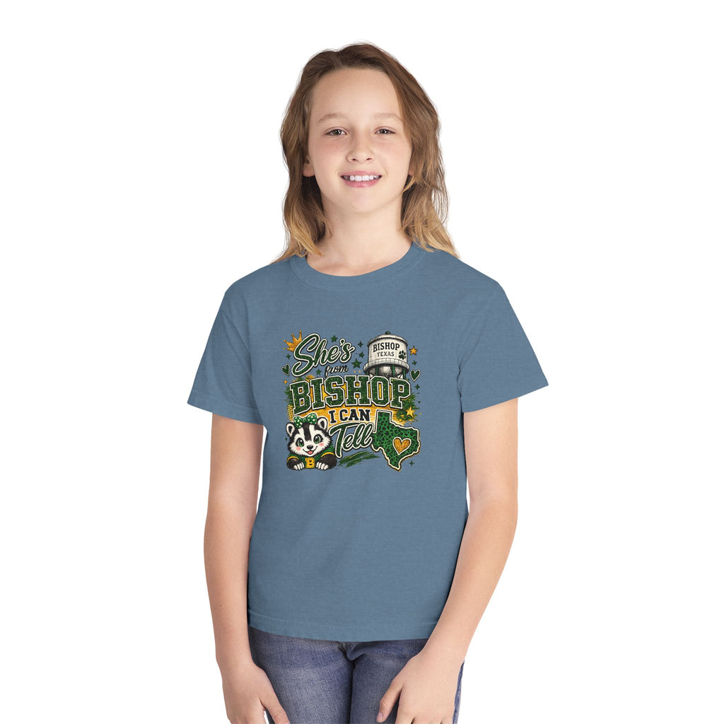 Youth Tee – 'She's From Bishop I Can Tell' Cute California Panda Graphic Shirt