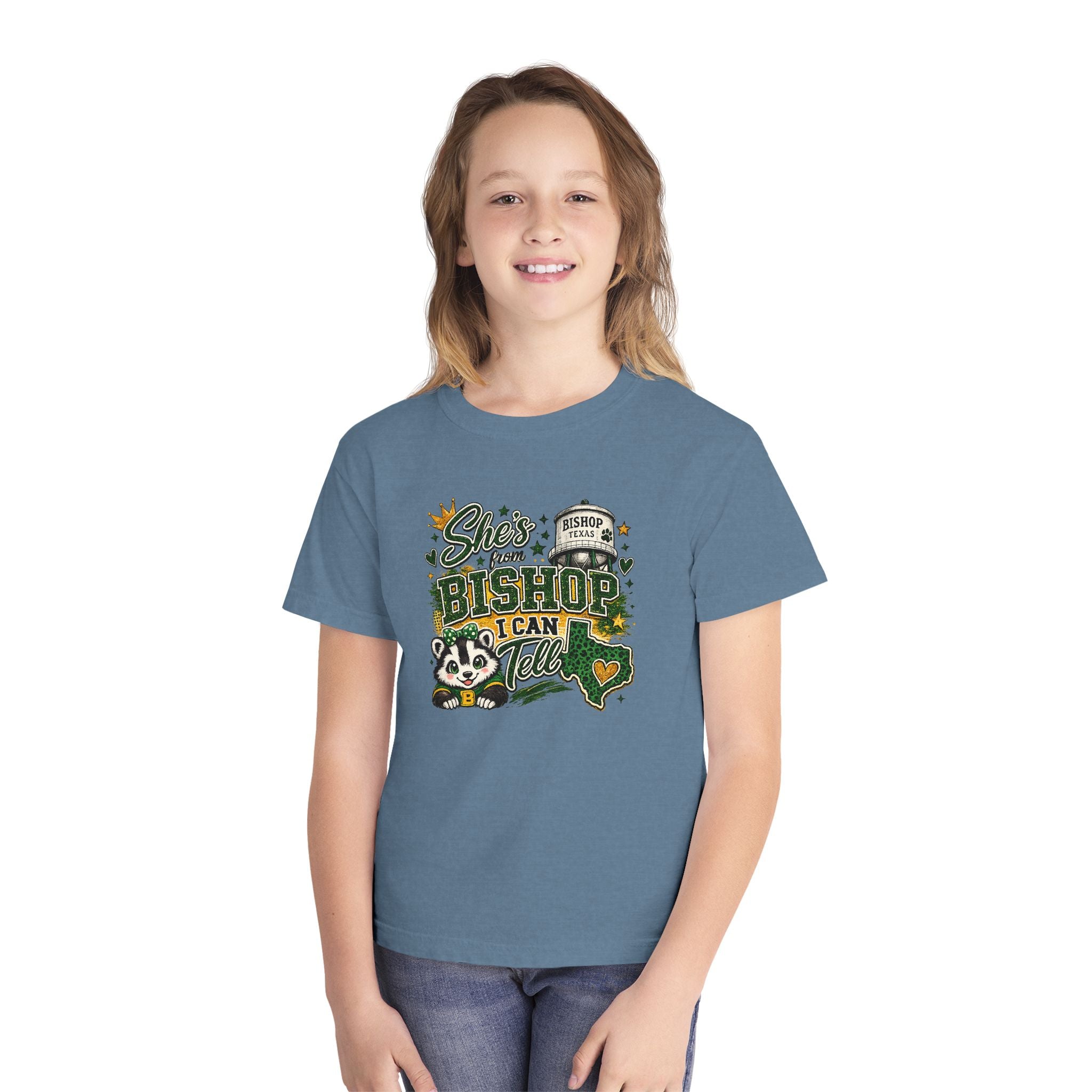 Youth Tee – 'She's From Bishop I Can Tell' Cute California Panda Graphic Shirt