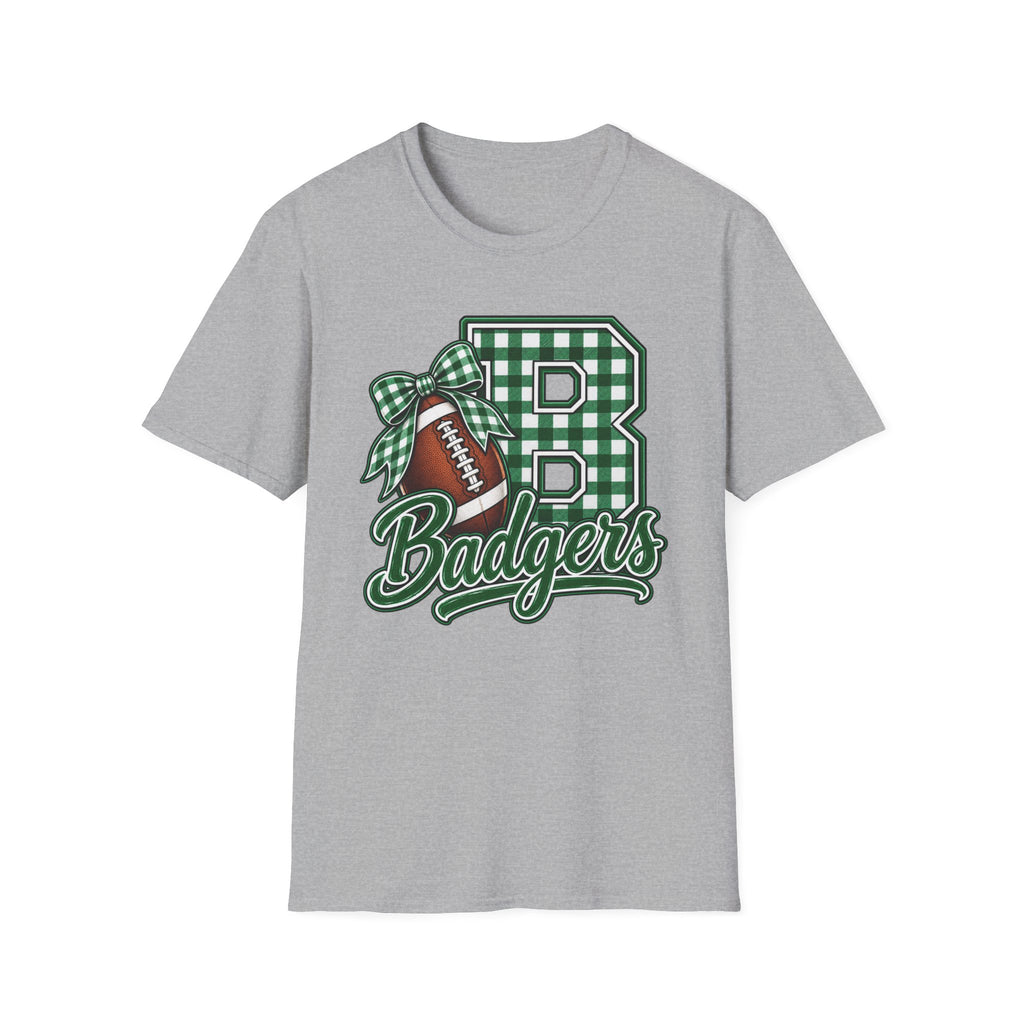 Badgers Football Gingham Initial T-Shirt
