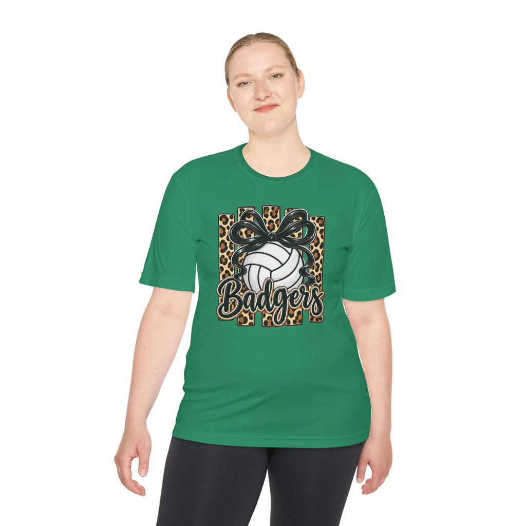 Badgers Leopard Volleyball Tee — Moisture-Wicking Athletic Shirt