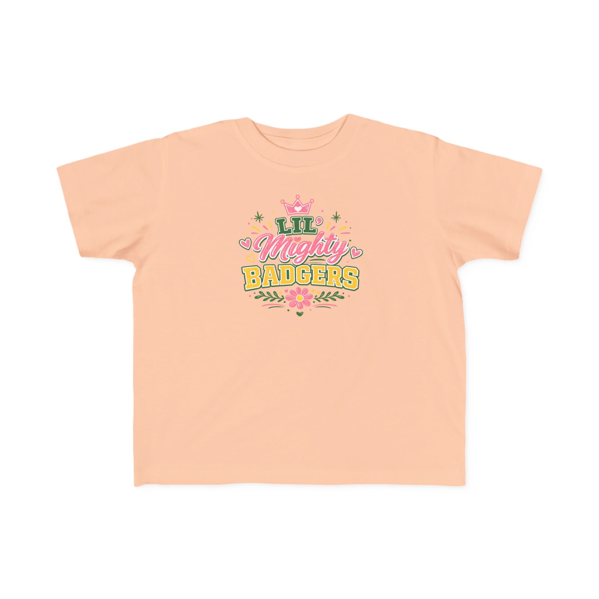 Toddler Tee — 'Lil Mighty Badger' Cute Floral Graphic