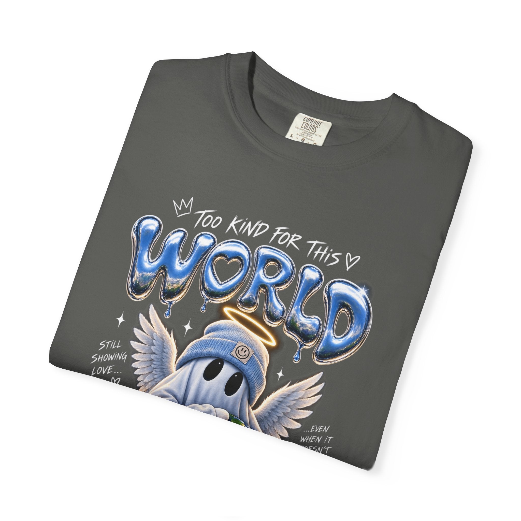 World Guardian Graphic Tee — Angel Skull Holding Earth Casual T-Shirt