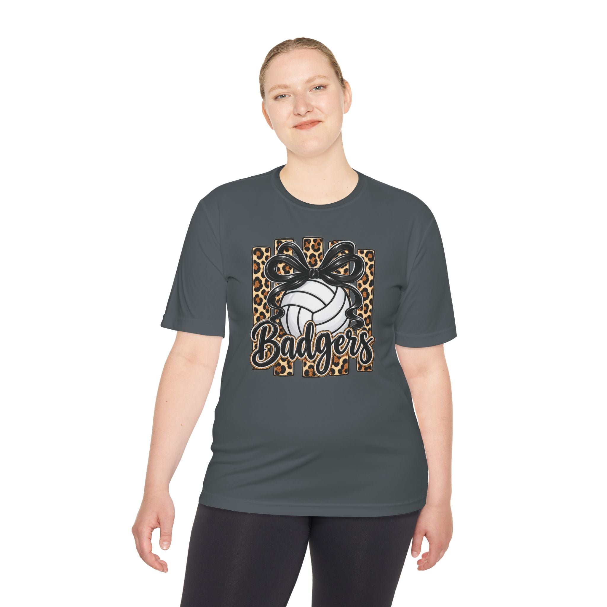 Badgers Leopard Volleyball Tee — Moisture-Wicking Athletic Shirt