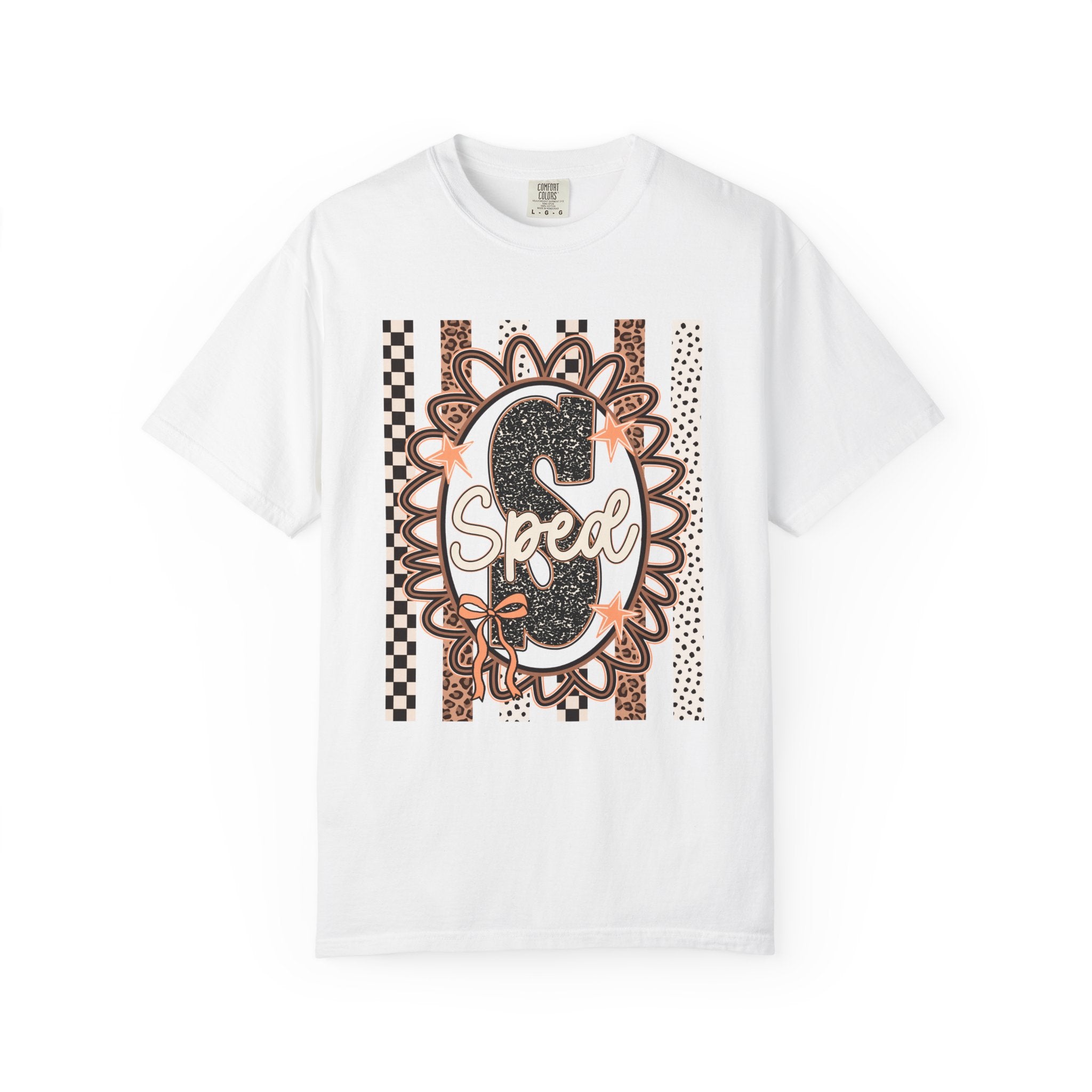 Speed S Graphic Tee — Vintage Leopard Floral Checkerboard Design