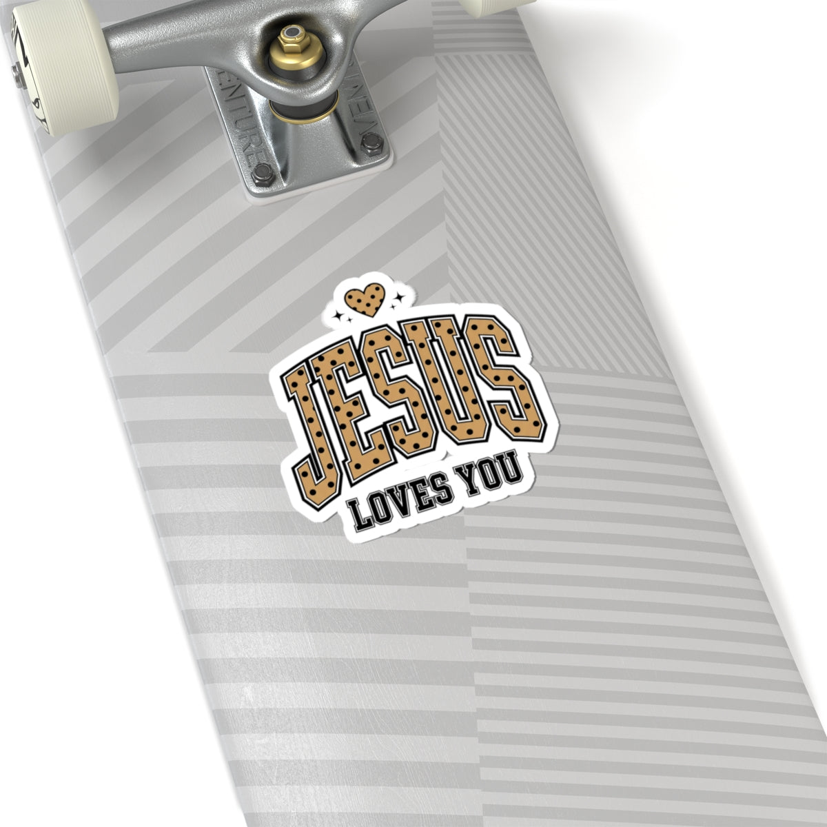 Jesus Loves You Sticker | Polka Dot Retro Varsity Heart Kiss-Cut
