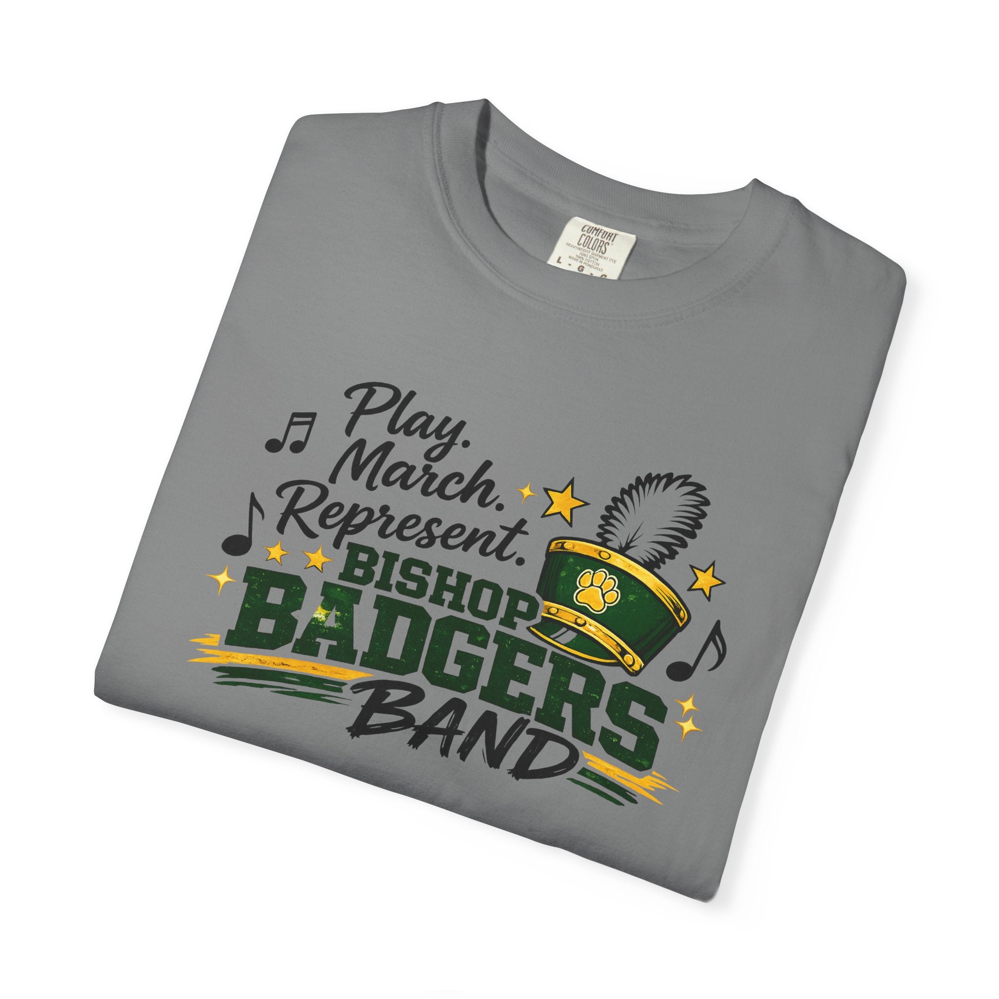 Badgers Band T‑Shirt — "Play March Represent" Bishop Badgers Marching Band Tee