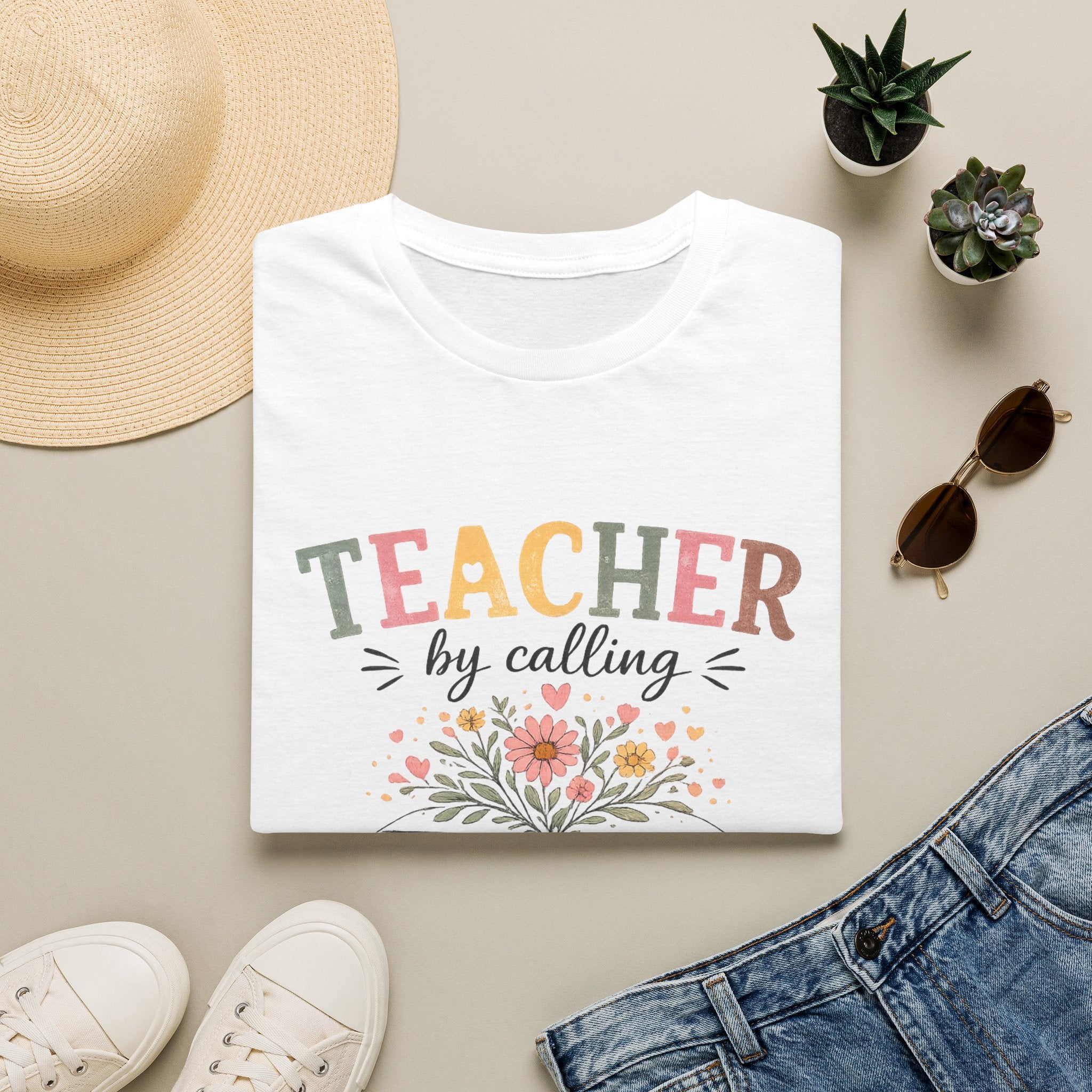 Teacher By Calling Floral T-Shirt — Inspirational Gift for Educators