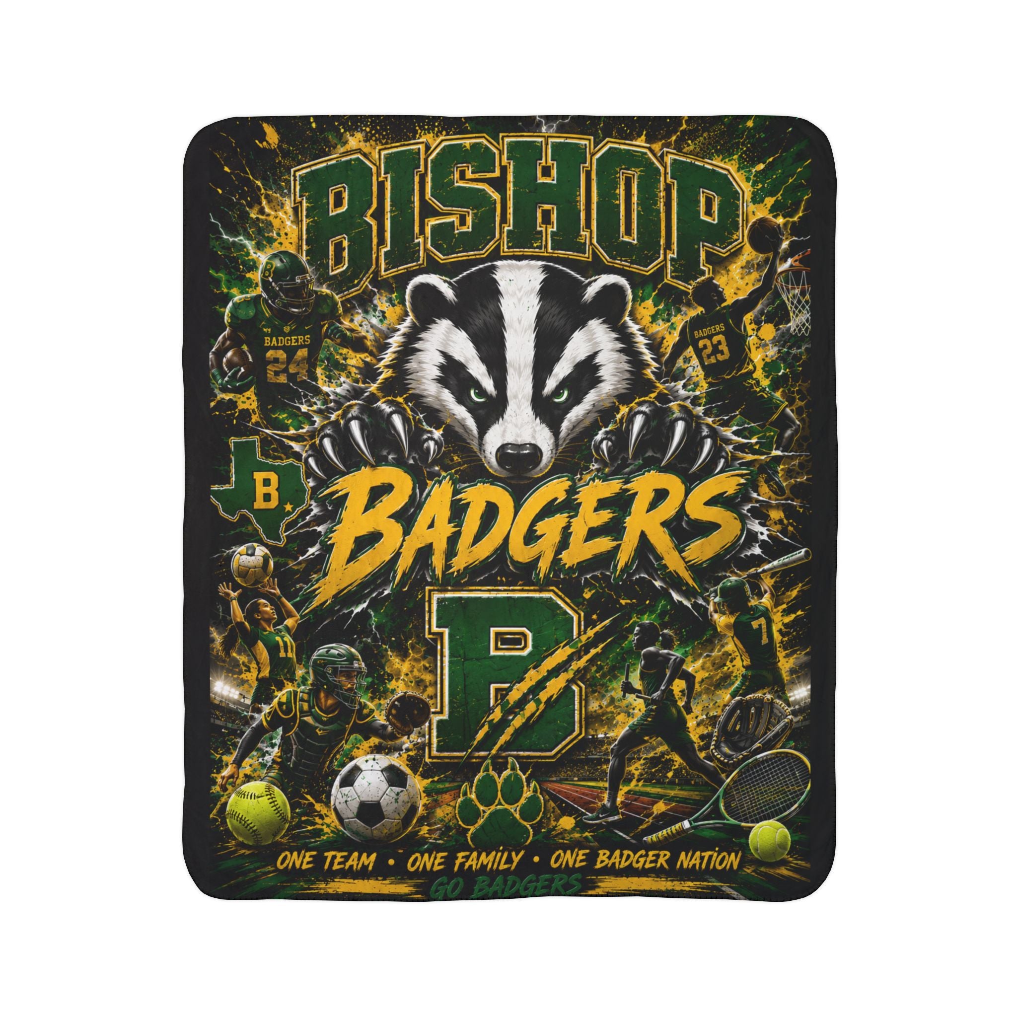 Badgers Sherpa Blanket – Bishop Team Spirit Fleece