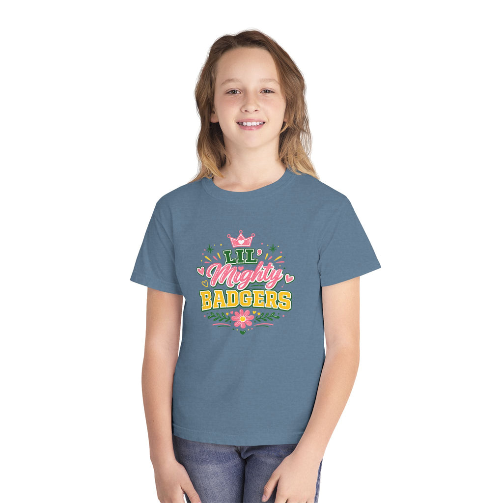 Youth Tee — "Lil Mighty Badgers" Cute Team Shirt (Girls)