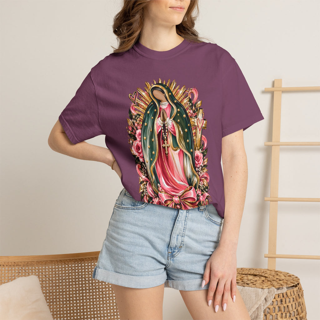 Our Lady of Guadalupe Floral T-Shirt — Virgen de Guadalupe Prayer Tee