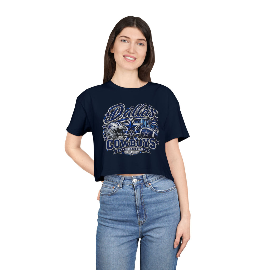 Dallas Cowboys Women's Crop Tee – Retro Team Logo Football Fan Shirt