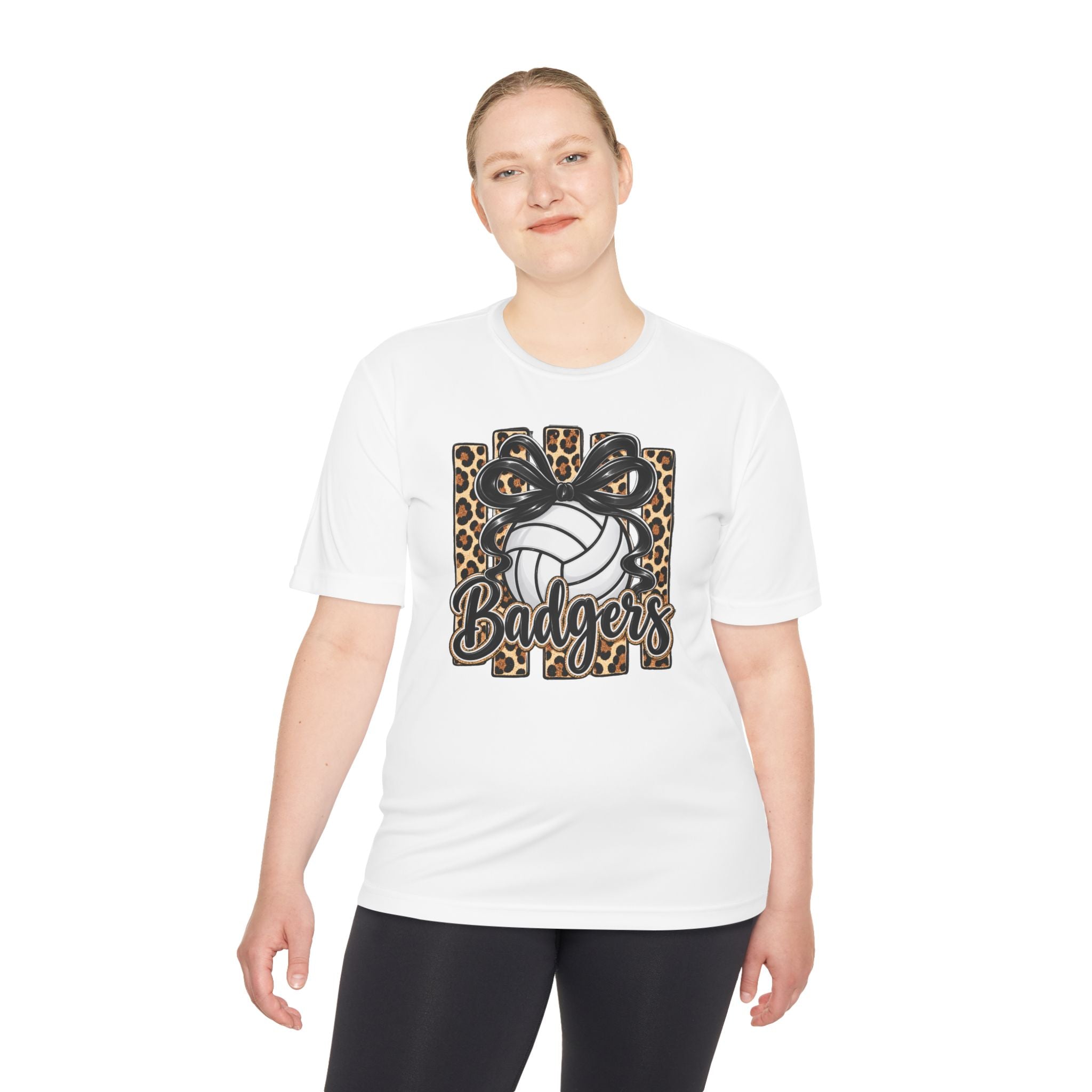 Badgers Leopard Volleyball Tee — Moisture-Wicking Athletic Shirt