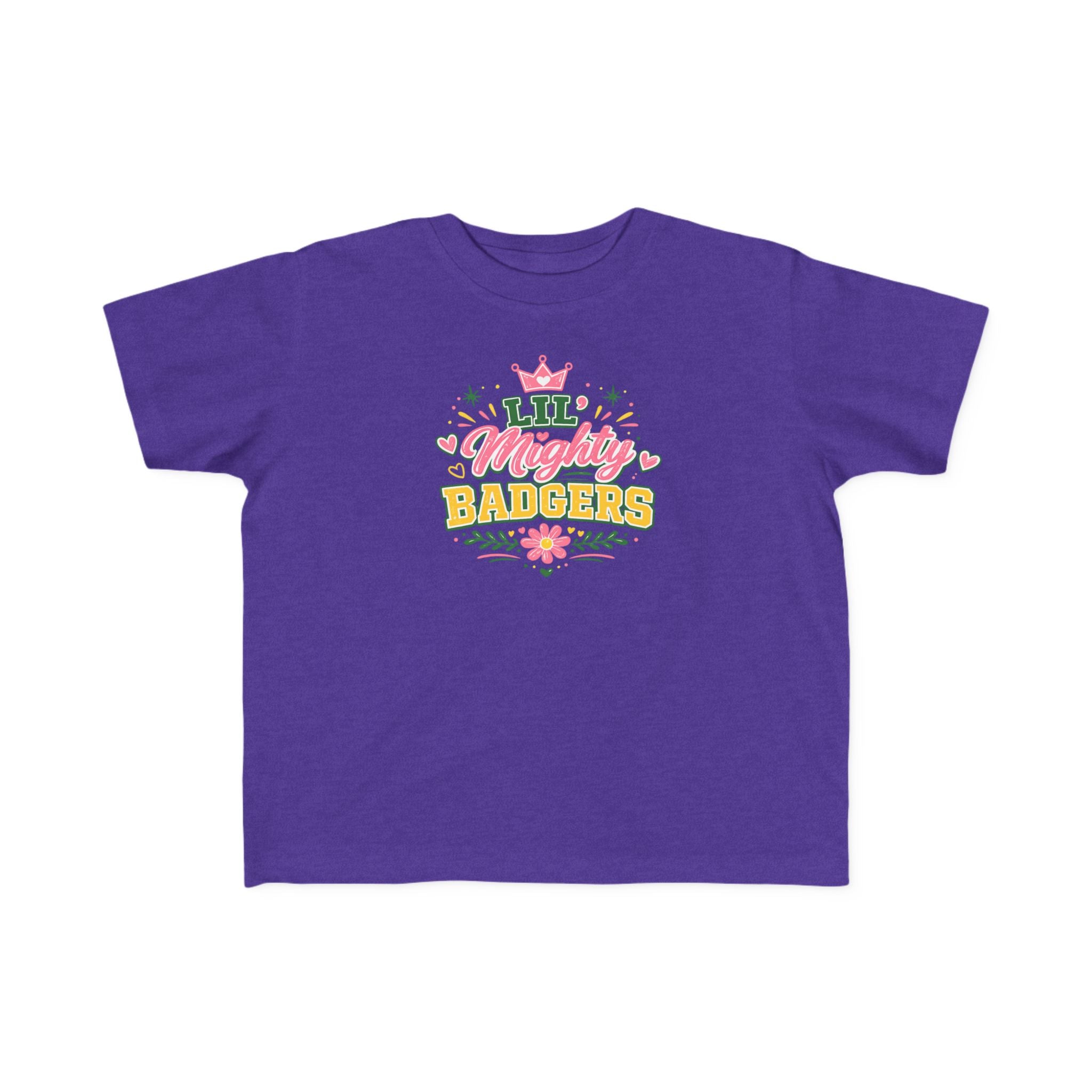 Toddler Tee — 'Lil Mighty Badger' Cute Floral Graphic